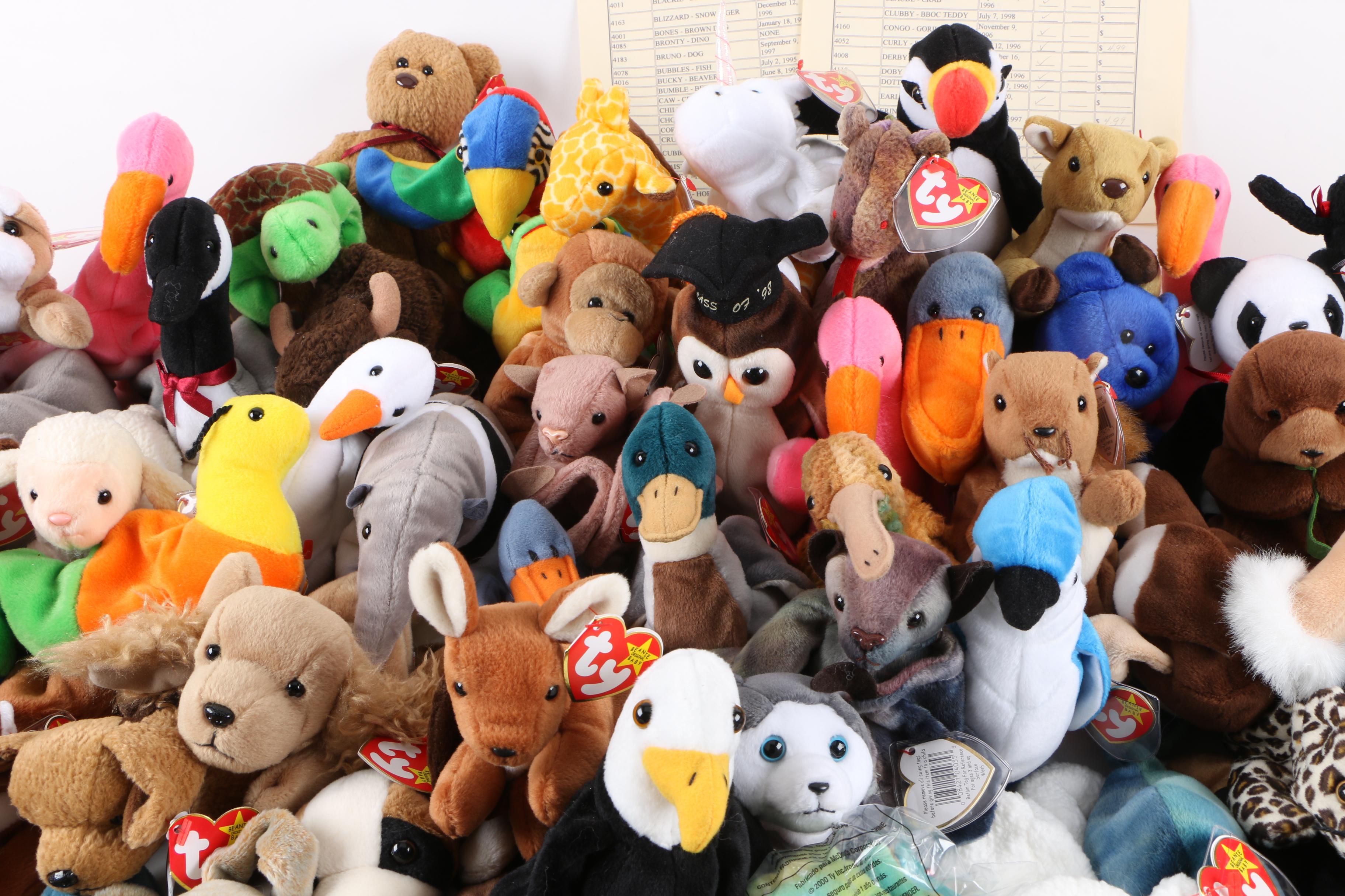 1990s Ty "Beanie Babies" Plush Animals