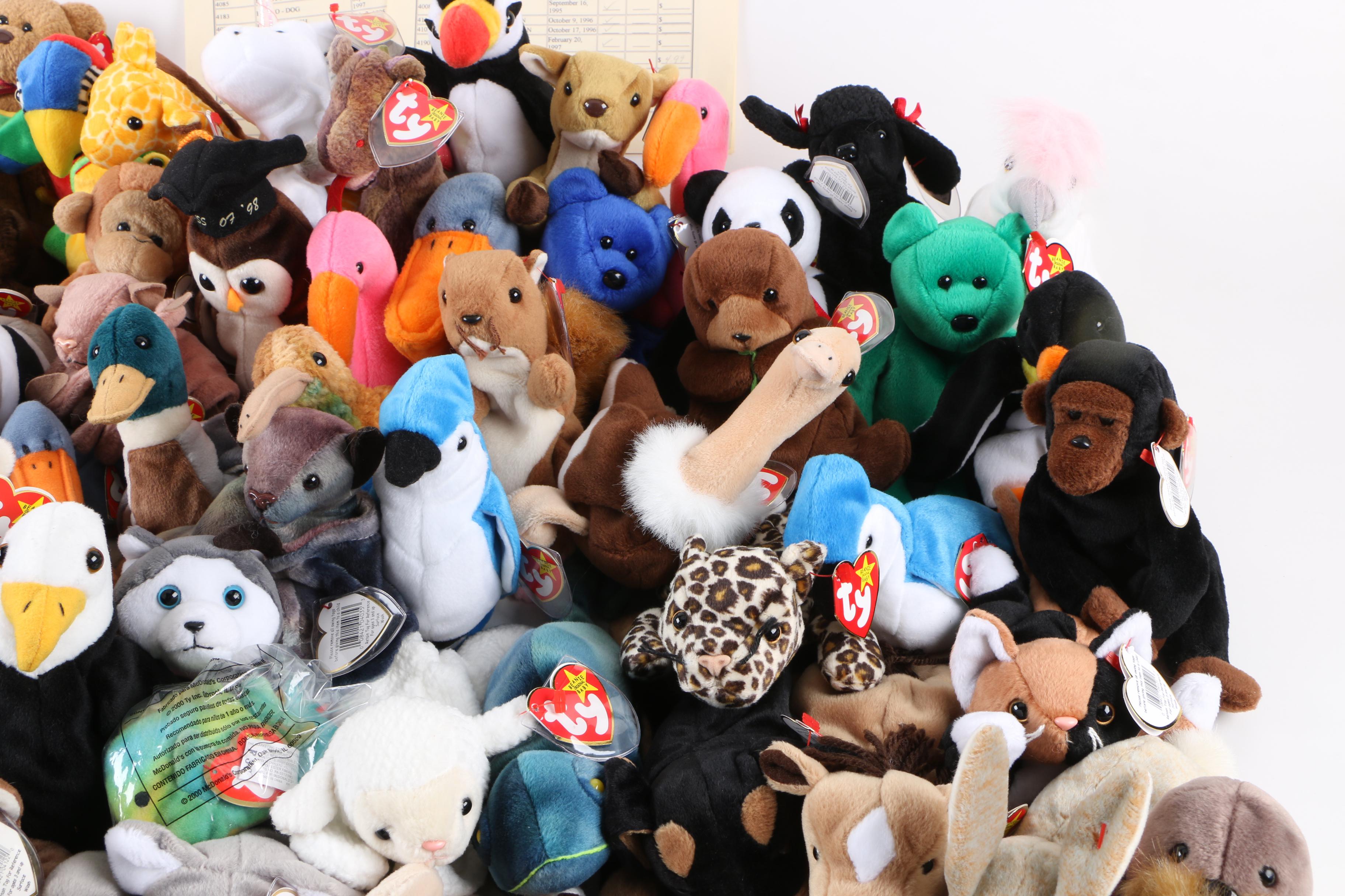 1990s Ty "Beanie Babies" Plush Animals