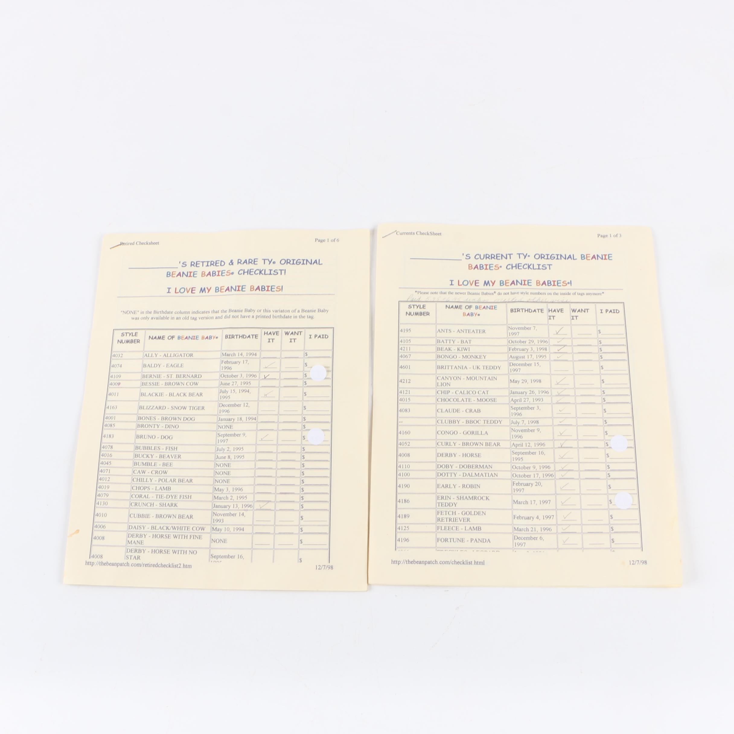 1990s Ty "Beanie Babies" Plush Animals