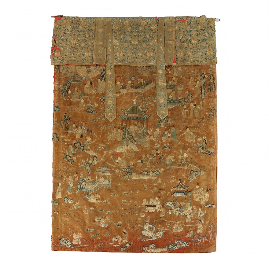 Monumental Qianlong Period Baizitu Hundred Boys Embroidered Tapestry