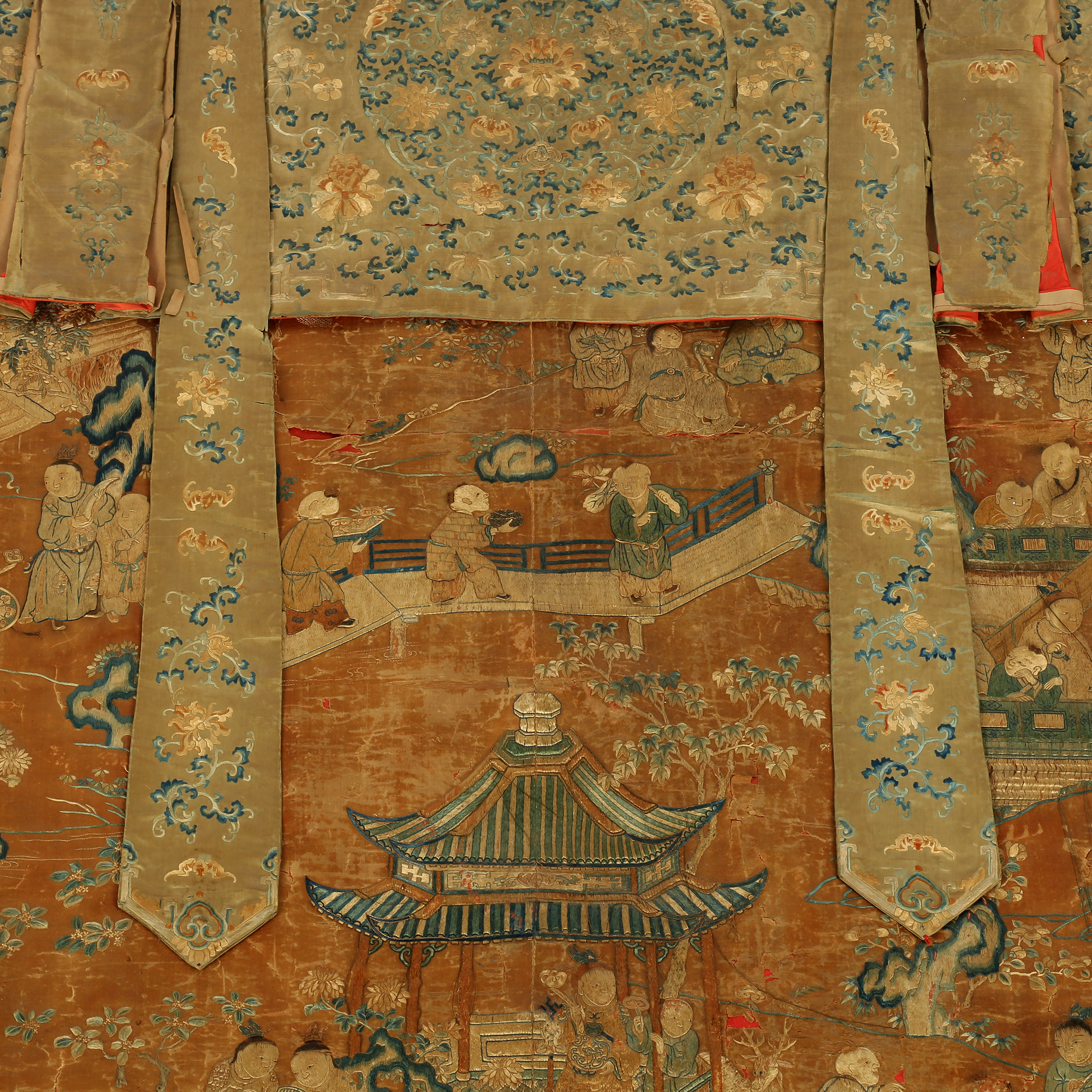 Monumental Qianlong Period Baizitu Hundred Boys Embroidered Tapestry