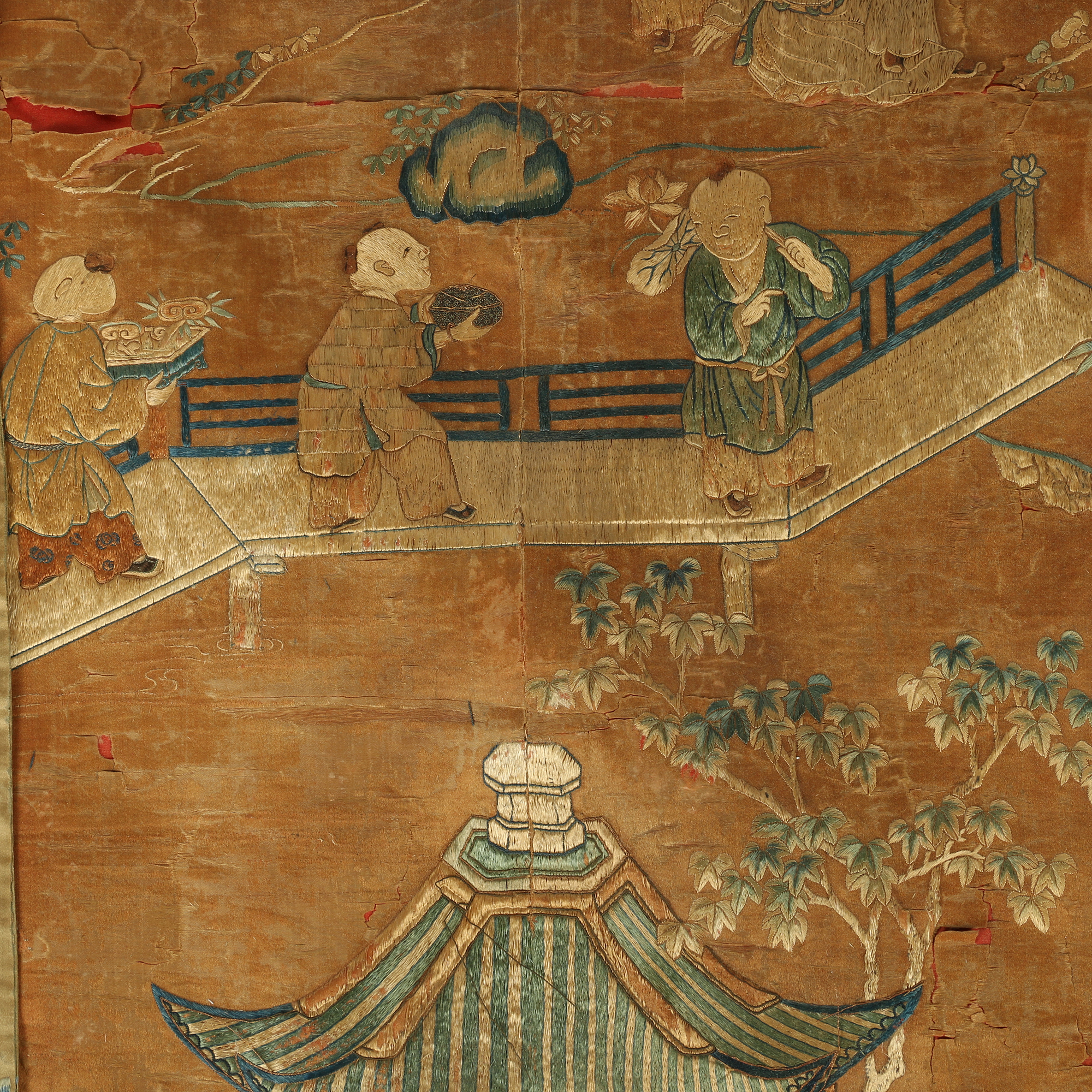 Monumental Qianlong Period Baizitu Hundred Boys Embroidered Tapestry