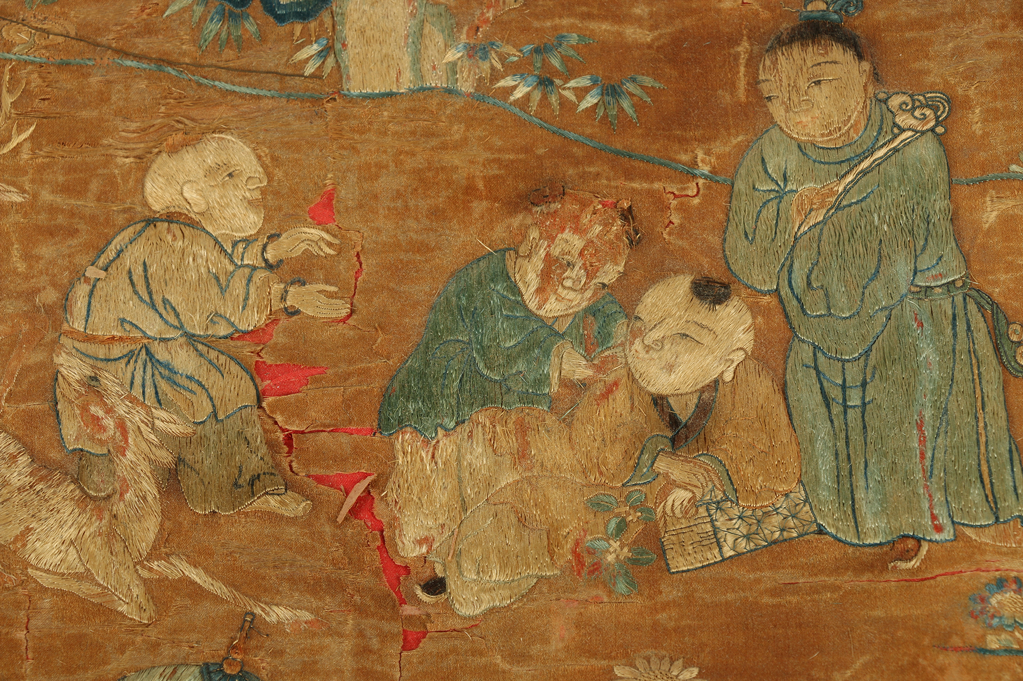 Monumental Qianlong Period Baizitu Hundred Boys Embroidered Tapestry