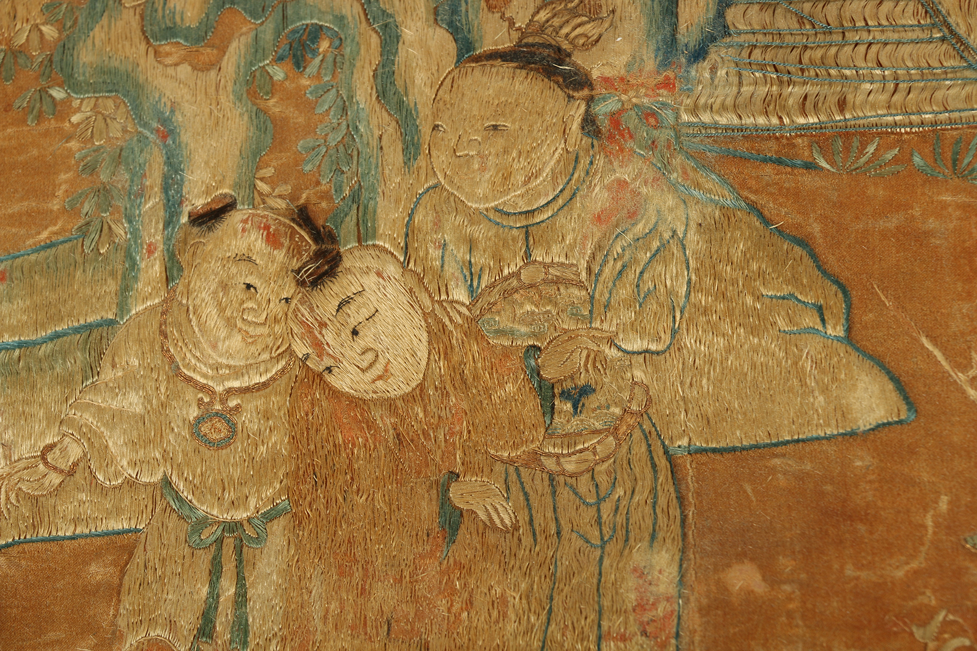Monumental Qianlong Period Baizitu Hundred Boys Embroidered Tapestry