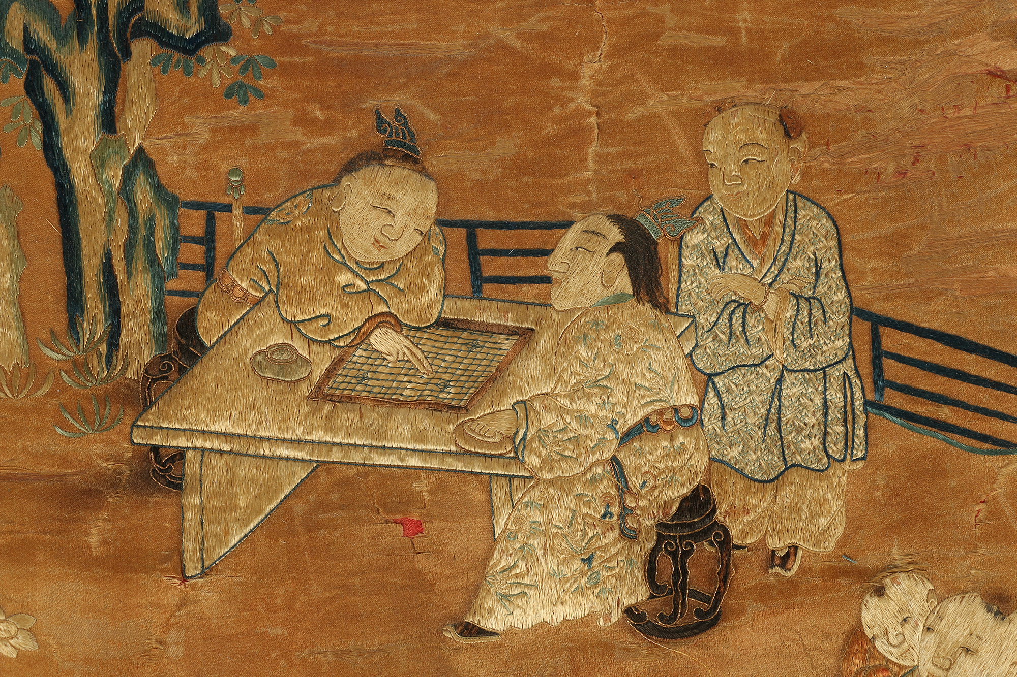 Monumental Qianlong Period Baizitu Hundred Boys Embroidered Tapestry