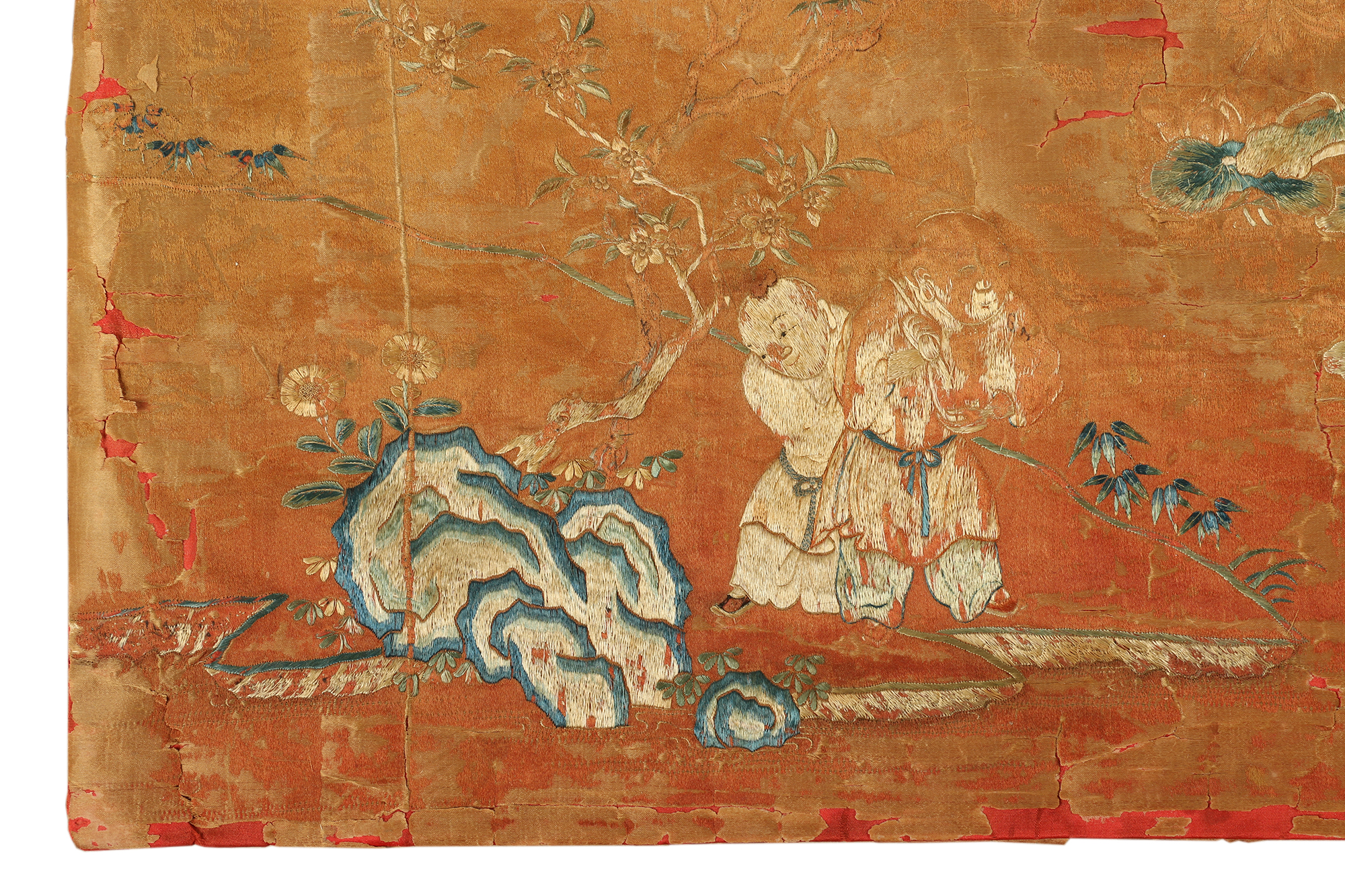 Monumental Qianlong Period Baizitu Hundred Boys Embroidered Tapestry