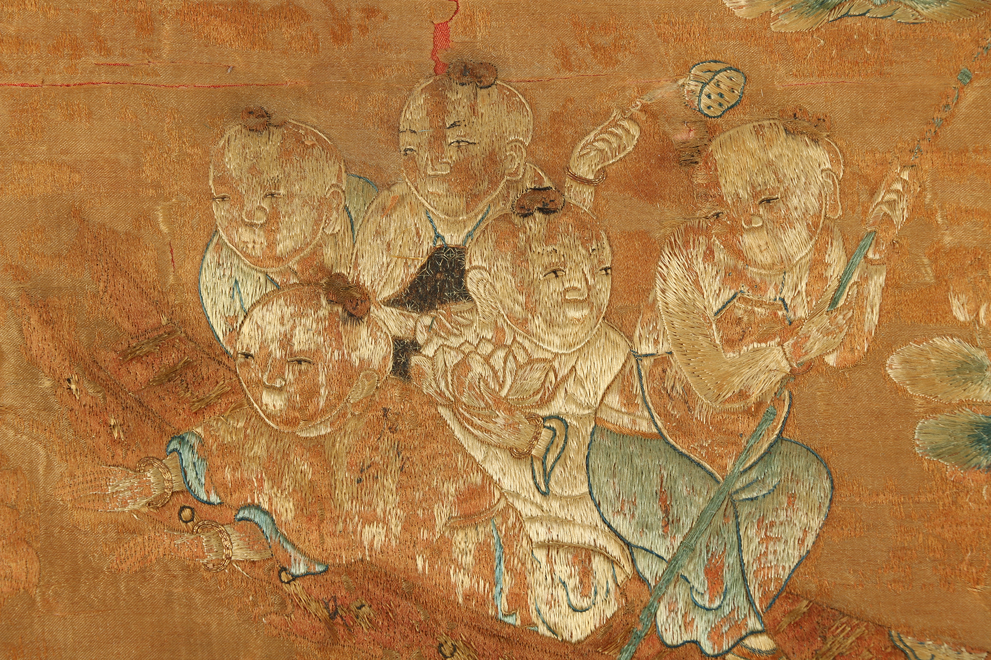 Monumental Qianlong Period Baizitu Hundred Boys Embroidered Tapestry