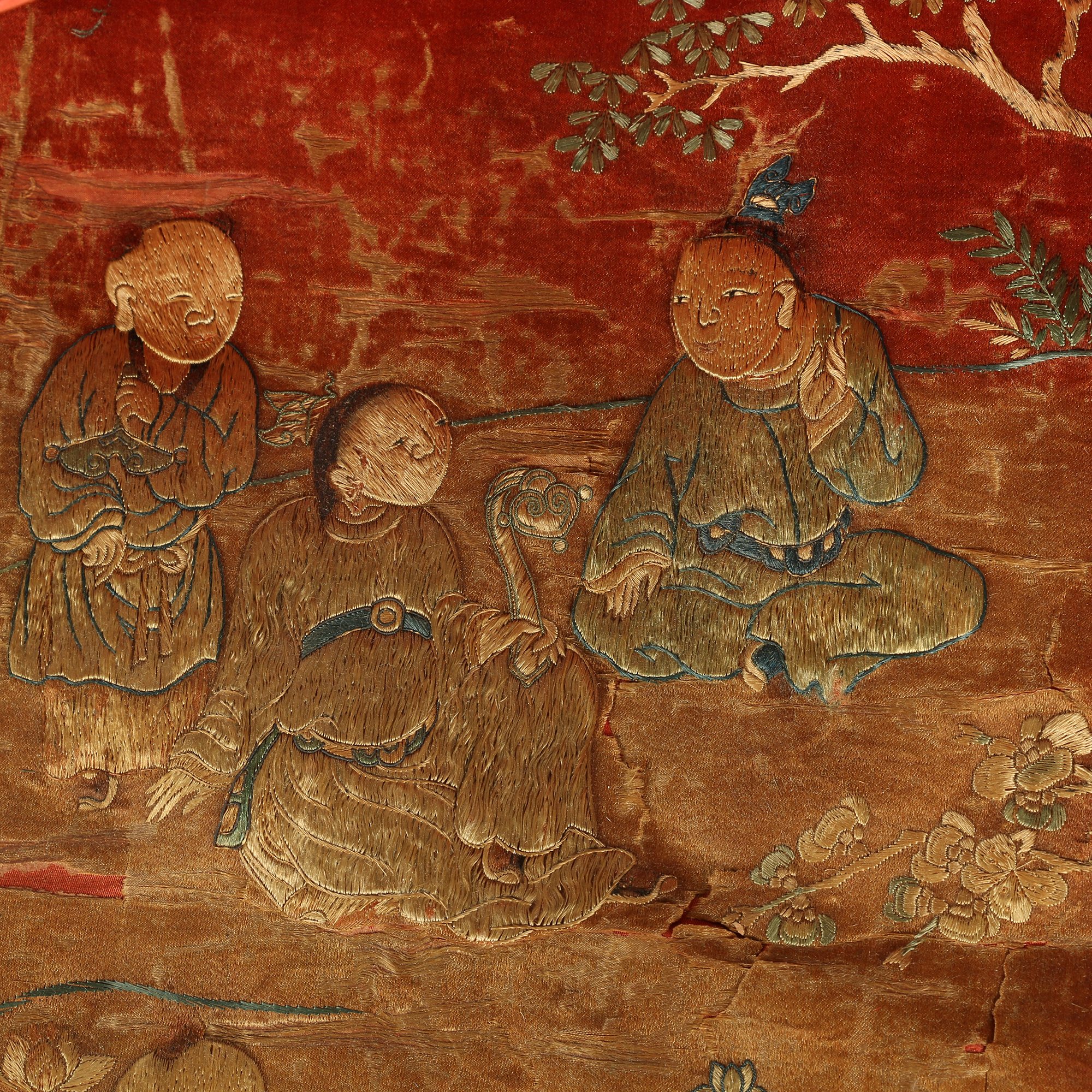 Monumental Qianlong Period Baizitu Hundred Boys Embroidered Tapestry