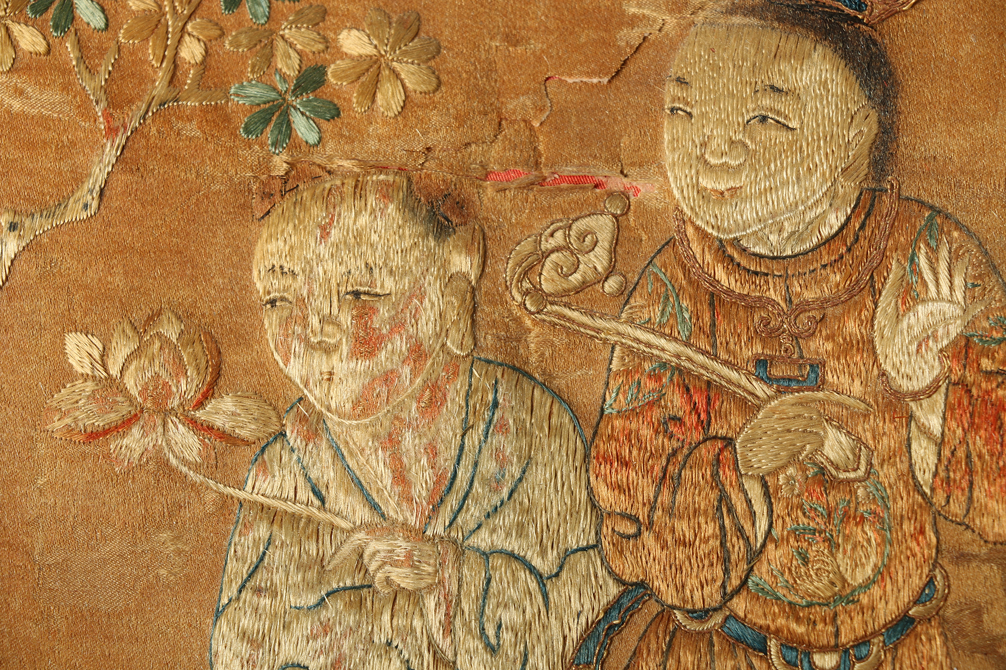 Monumental Qianlong Period Baizitu Hundred Boys Embroidered Tapestry