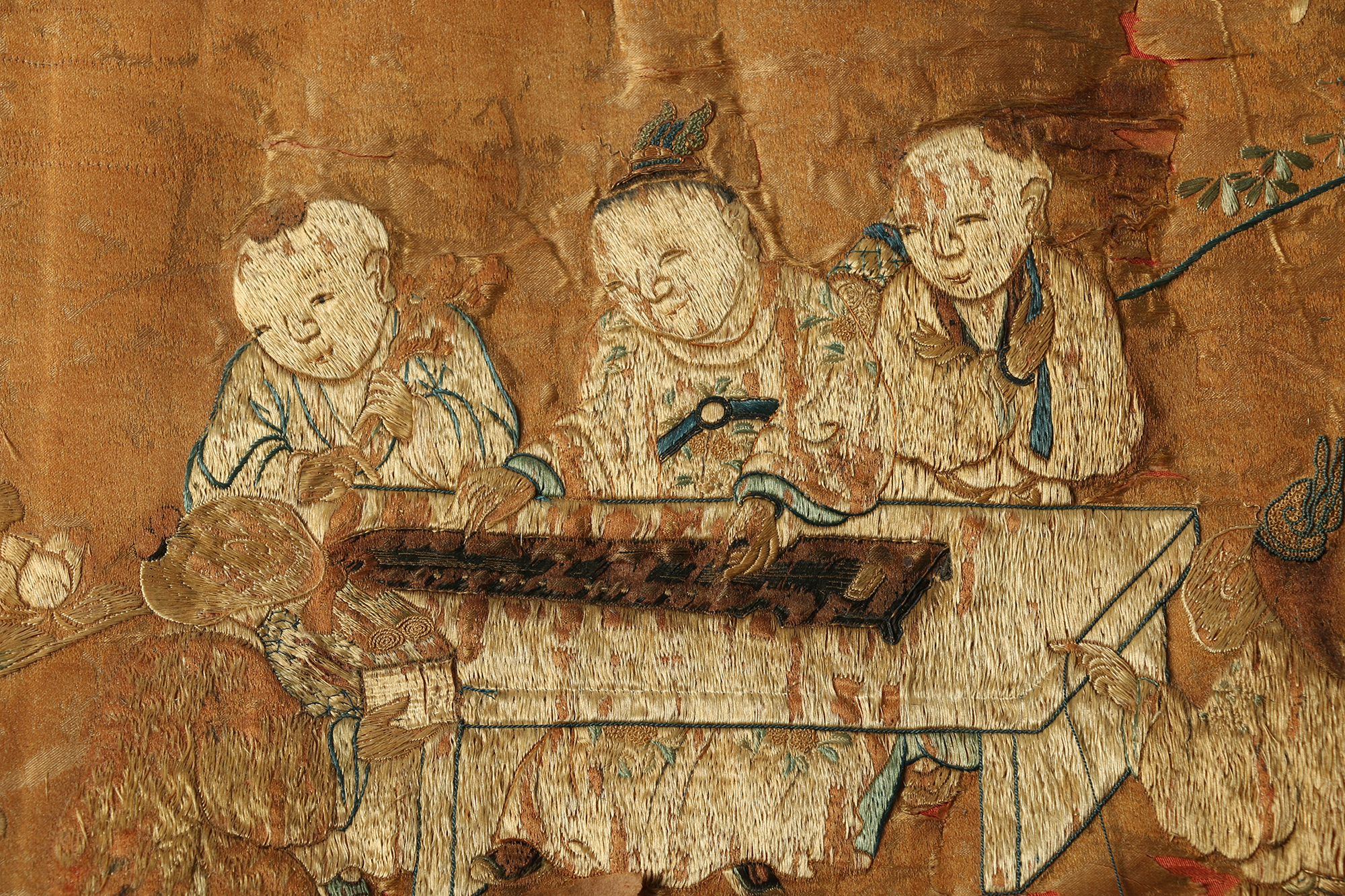 Monumental Qianlong Period Baizitu Hundred Boys Embroidered Tapestry