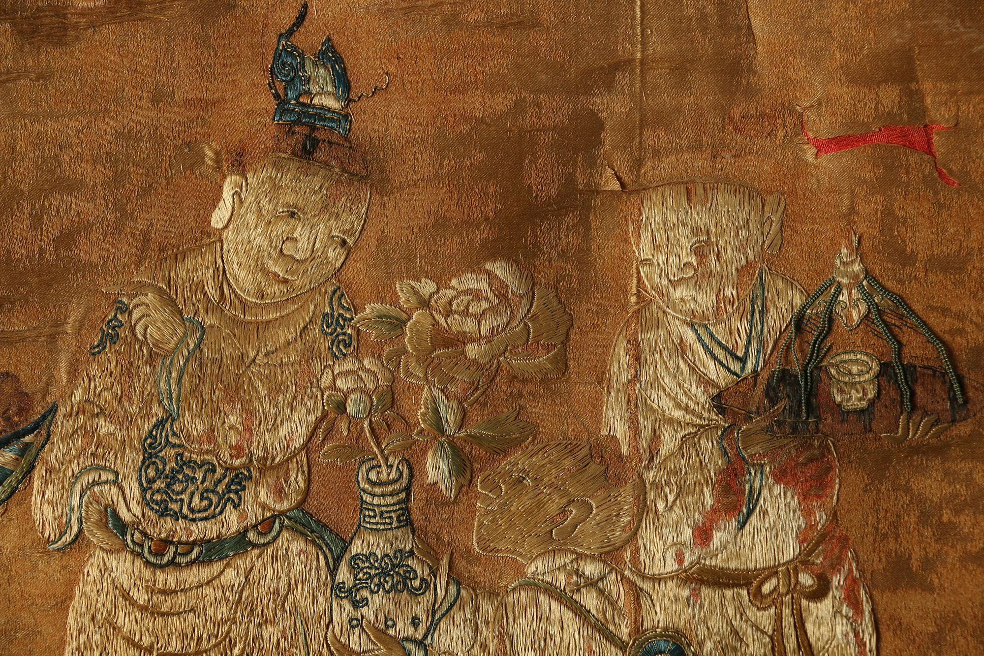 Monumental Qianlong Period Baizitu Hundred Boys Embroidered Tapestry