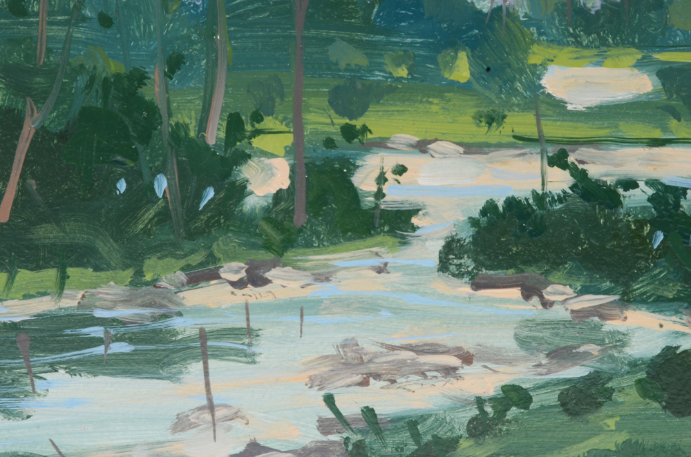 Robert Schneider Original Oil Painting on Panel "Hudson Valley, Rondout River"