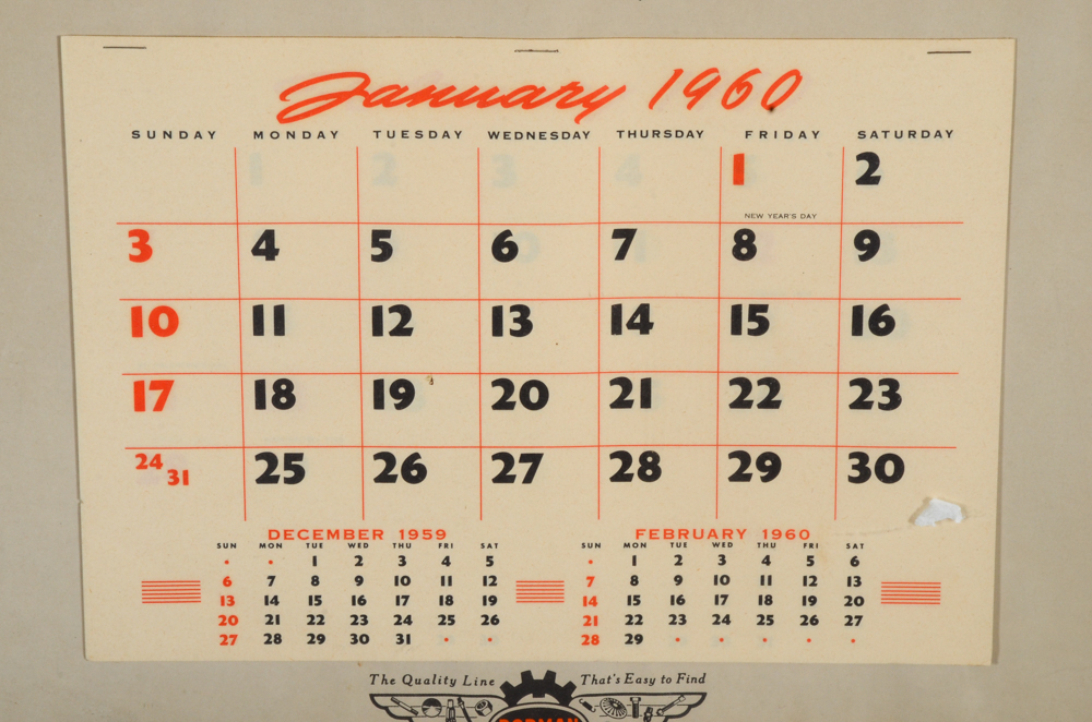 1960 Pinup Calendar Featuring Bill Medcalf Illustration