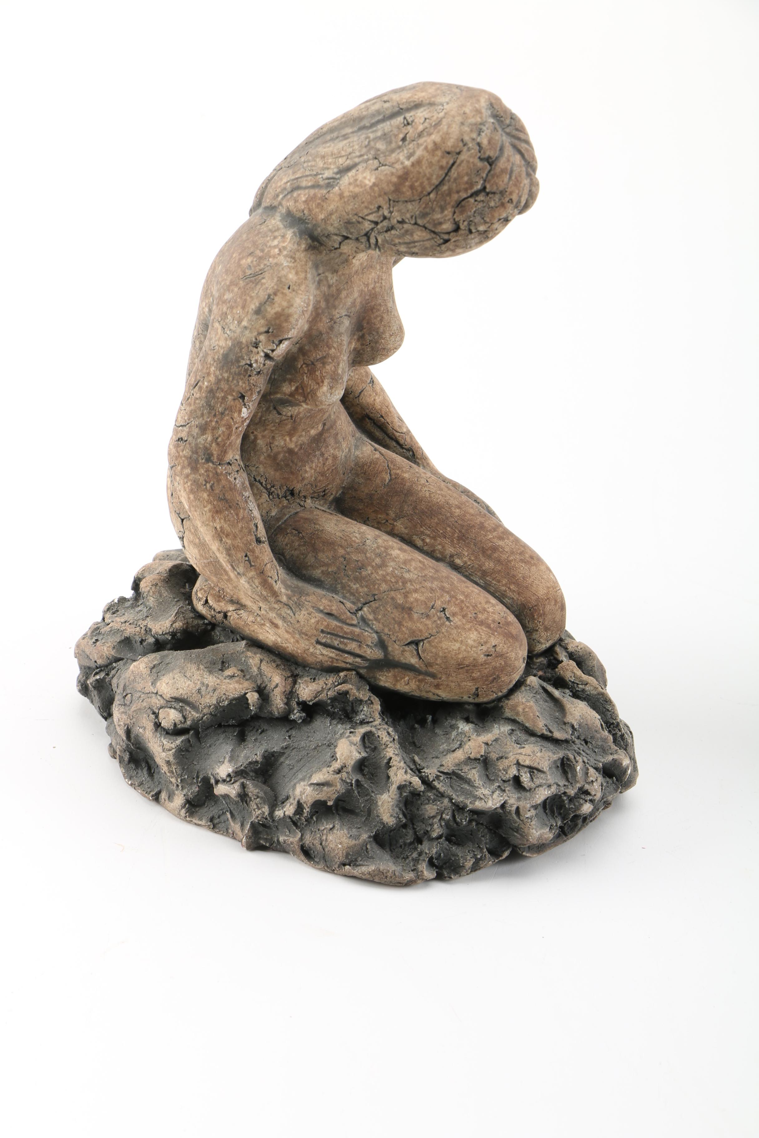 Signed Ceramic Nude Female Figurines