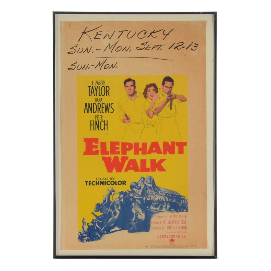 Vintage Movie Poster from "Elephant Walk" Starring Elizabeth Taylor