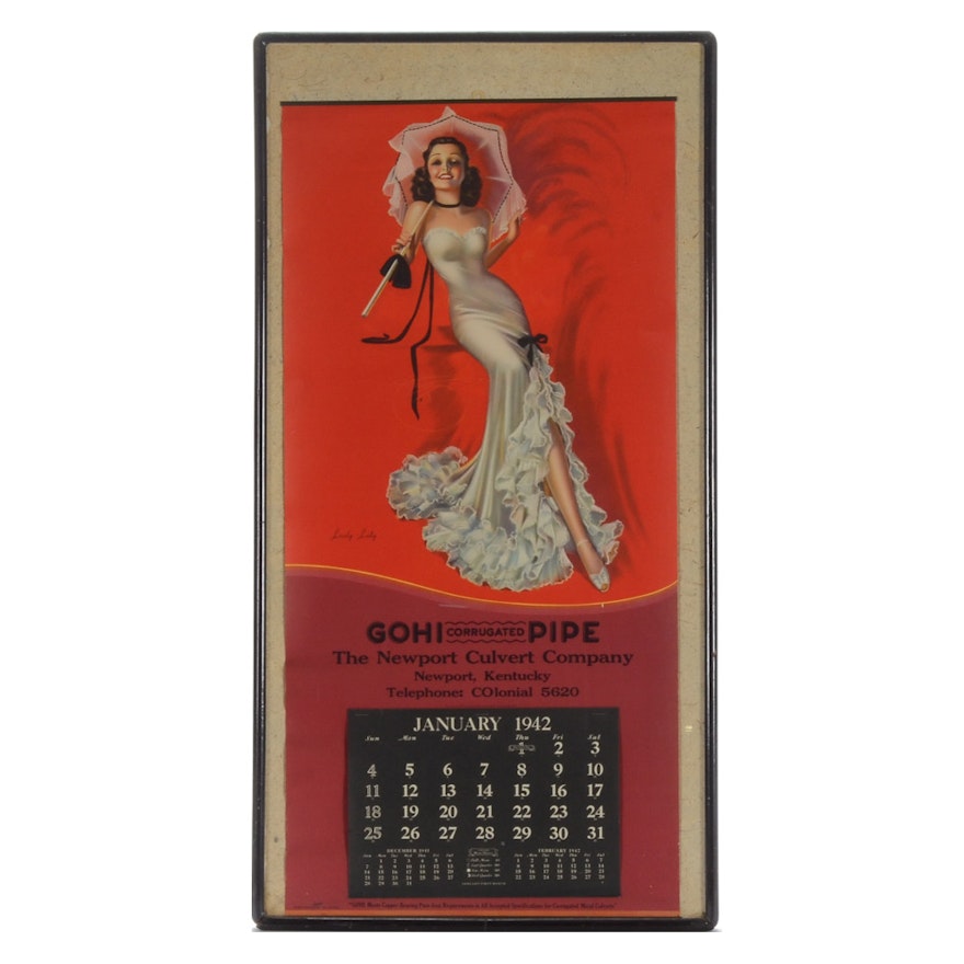 1942 Pinup Calendar Featuring Billy DeVorss Illustration