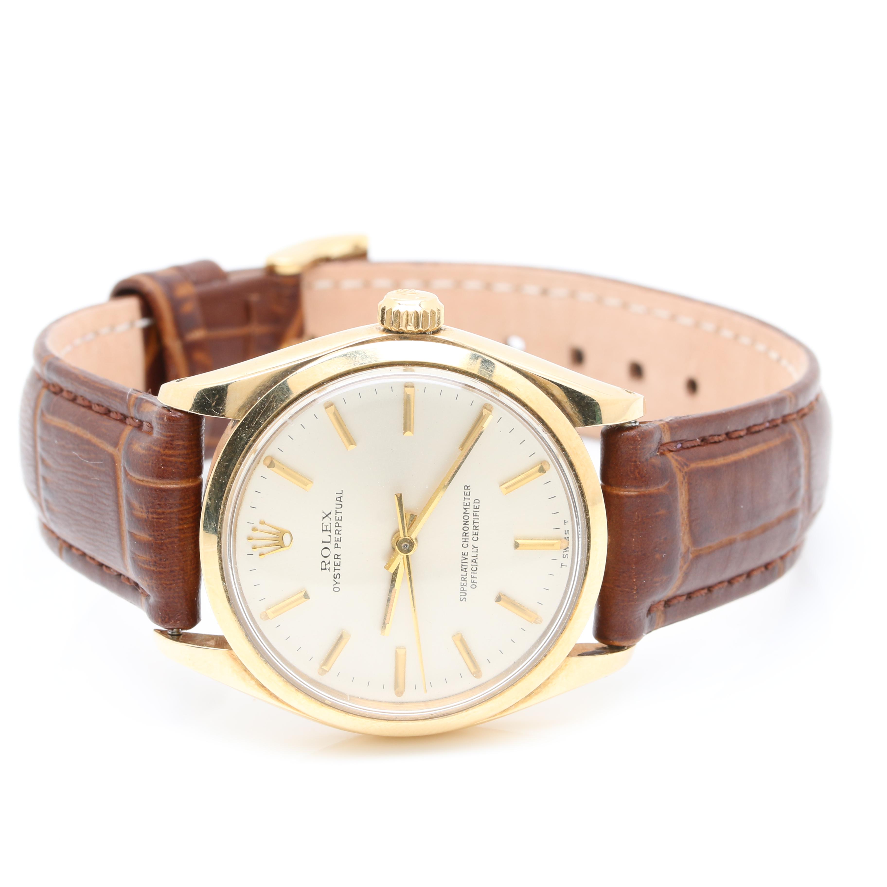 Circa 1968 Rolex Oyster Perpetual Superlative Chronometer 14K Gold Watch