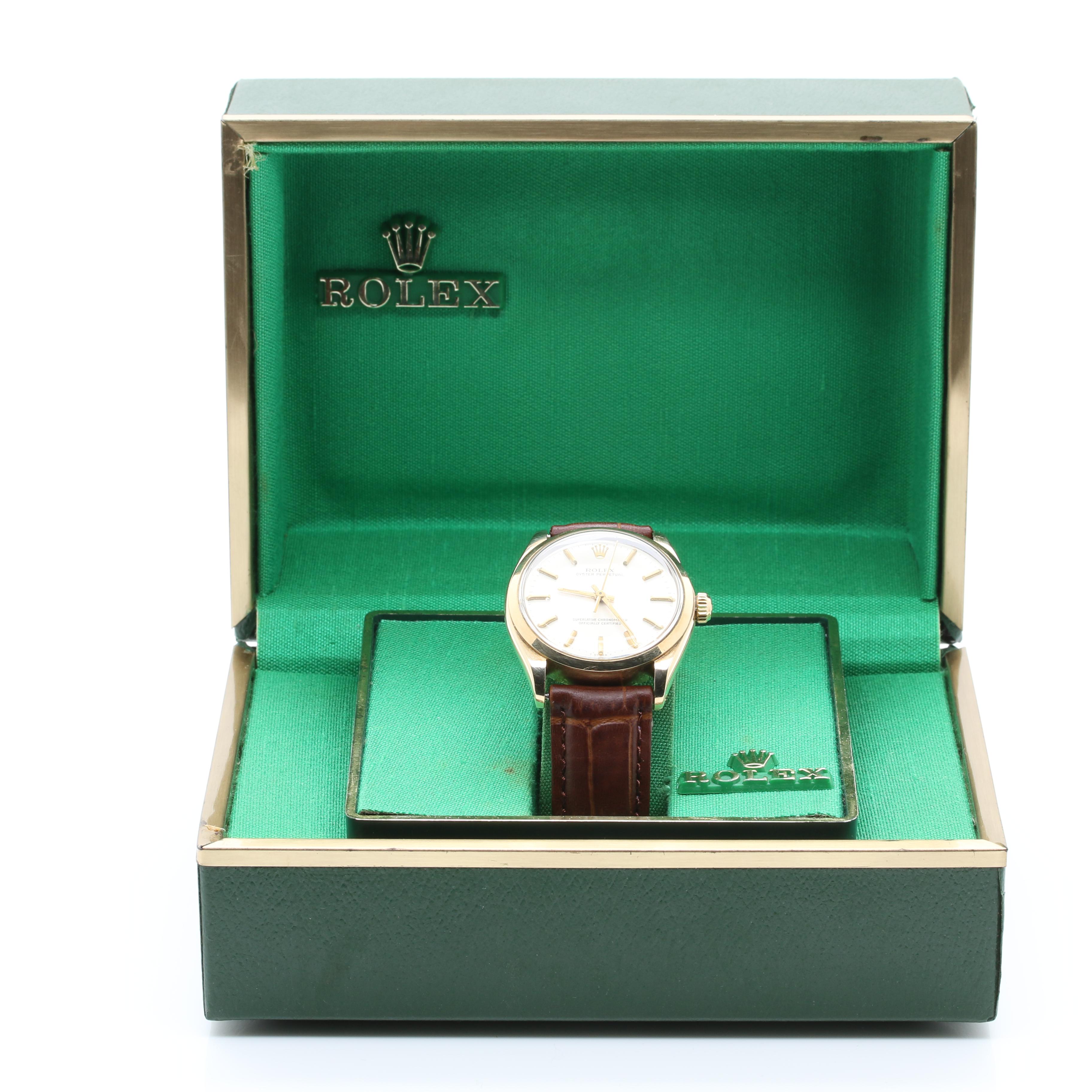 Circa 1968 Rolex Oyster Perpetual Superlative Chronometer 14K Gold Watch