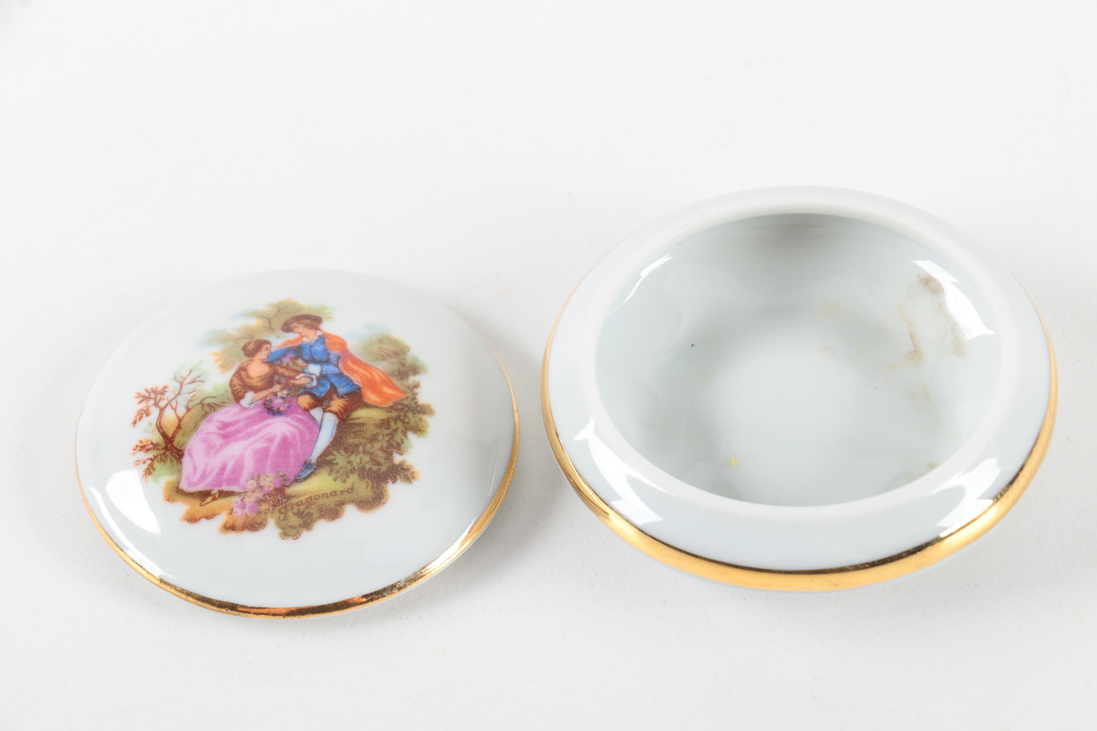 Limoges Courting Couple Trinket Box
