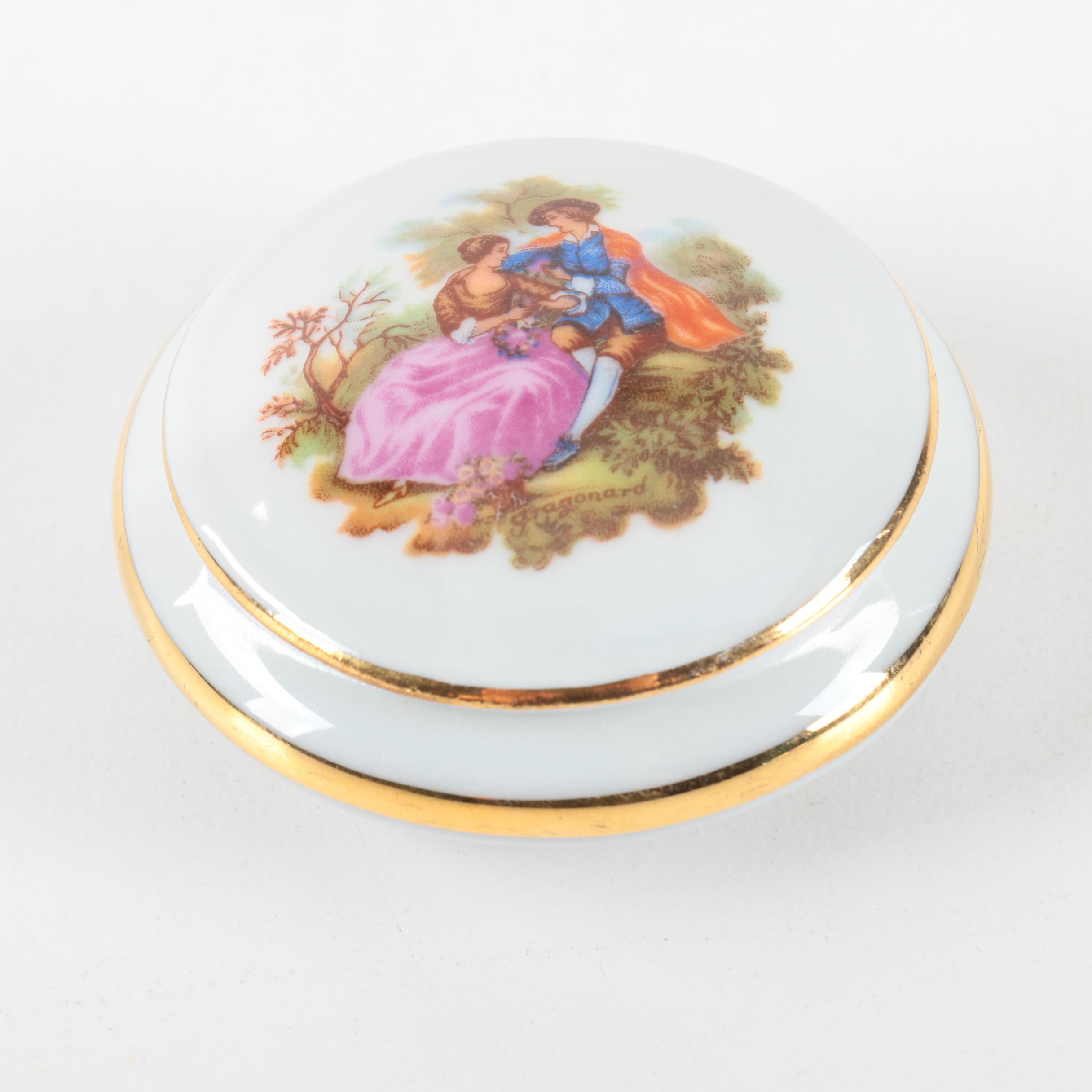Limoges Courting Couple Trinket Box