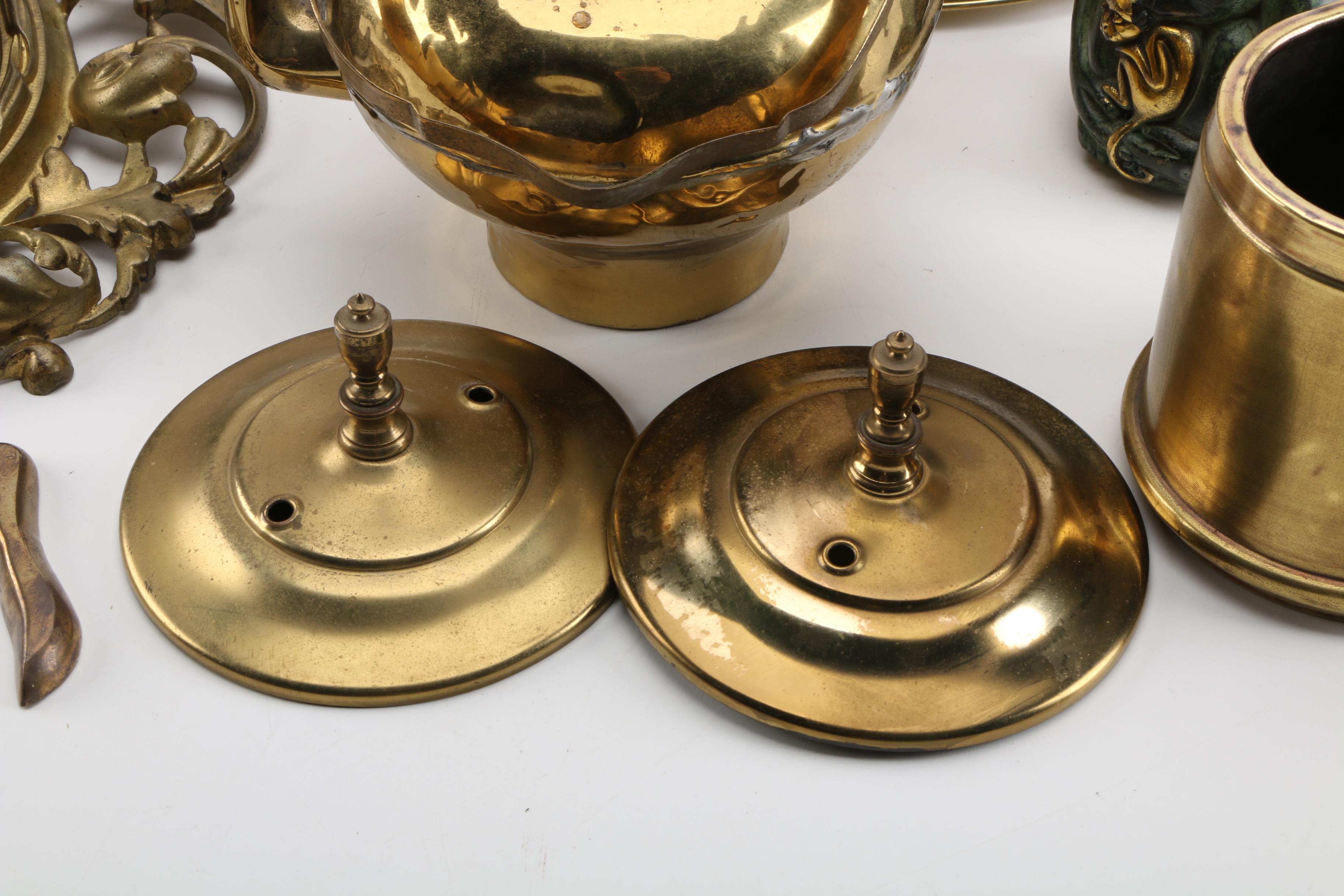 Vintage Rundell & Bridge Clock with Assorted Brass Home Accessories