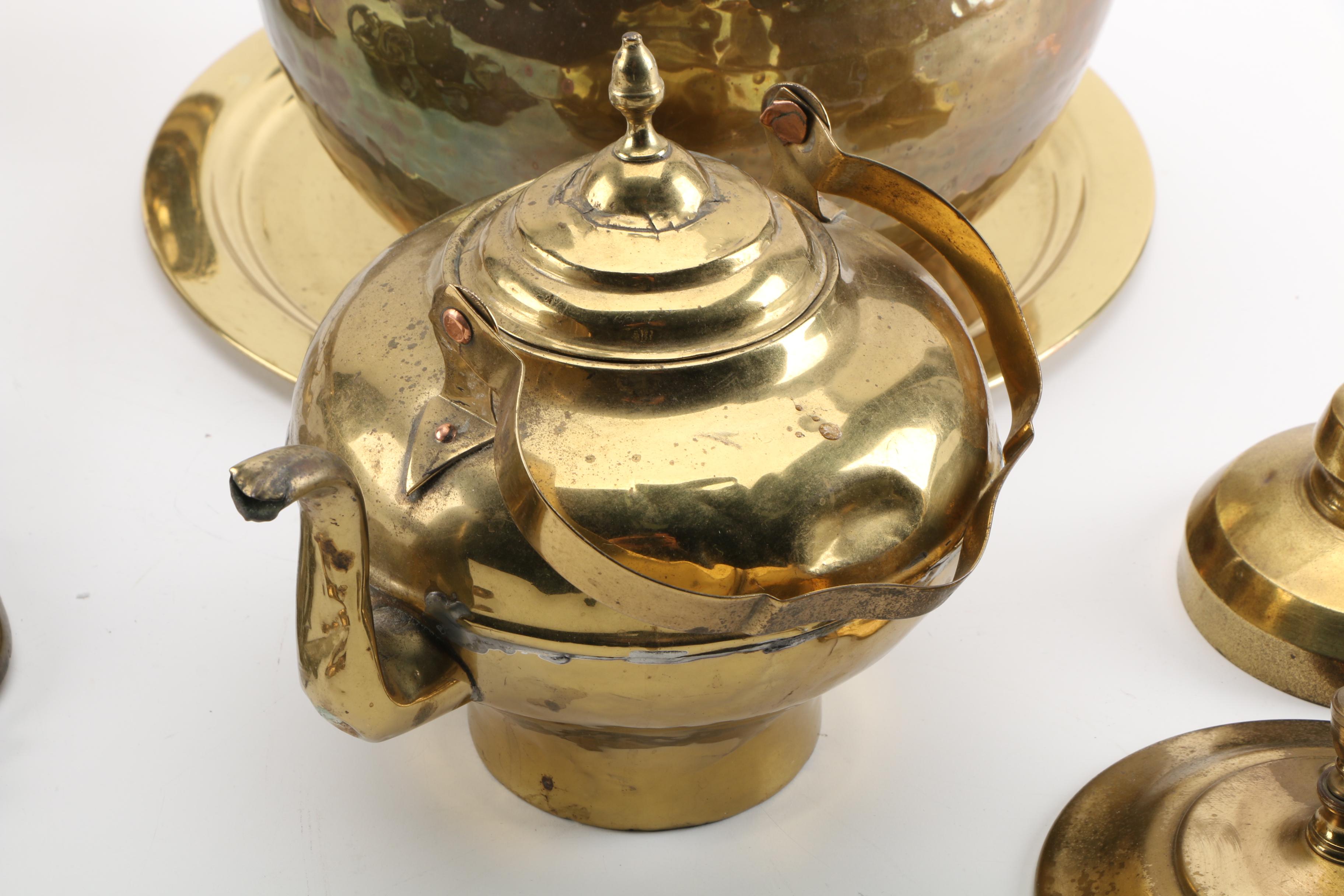 Vintage Rundell & Bridge Clock with Assorted Brass Home Accessories