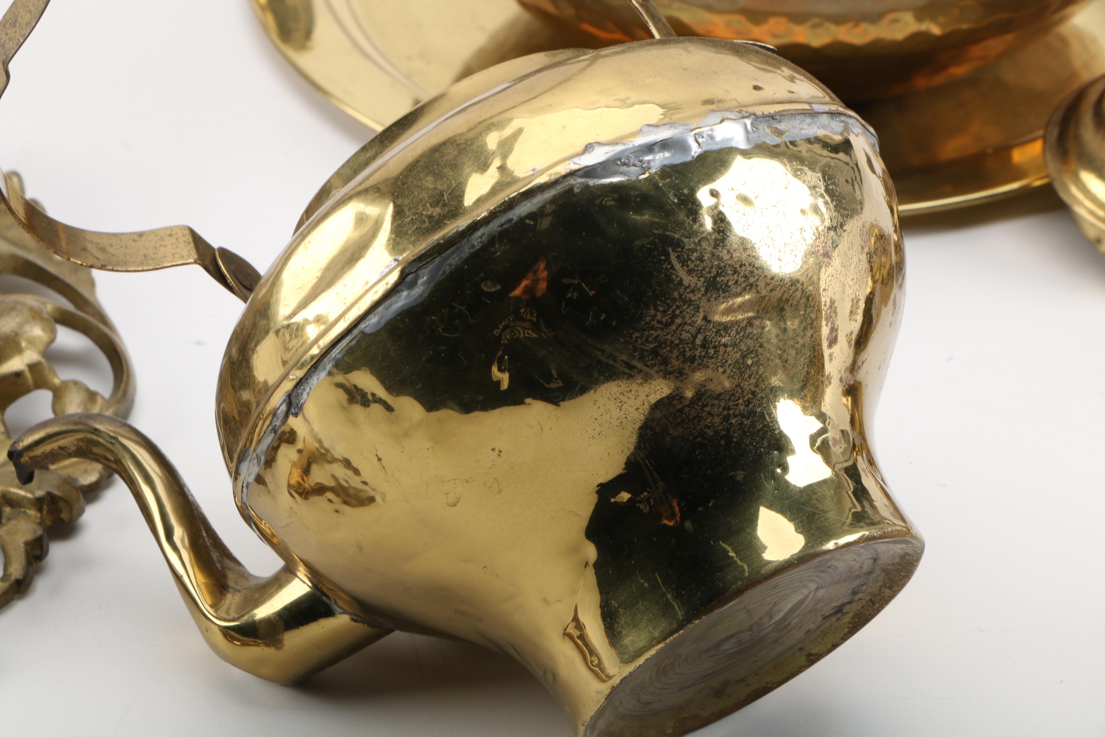 Vintage Rundell & Bridge Clock with Assorted Brass Home Accessories