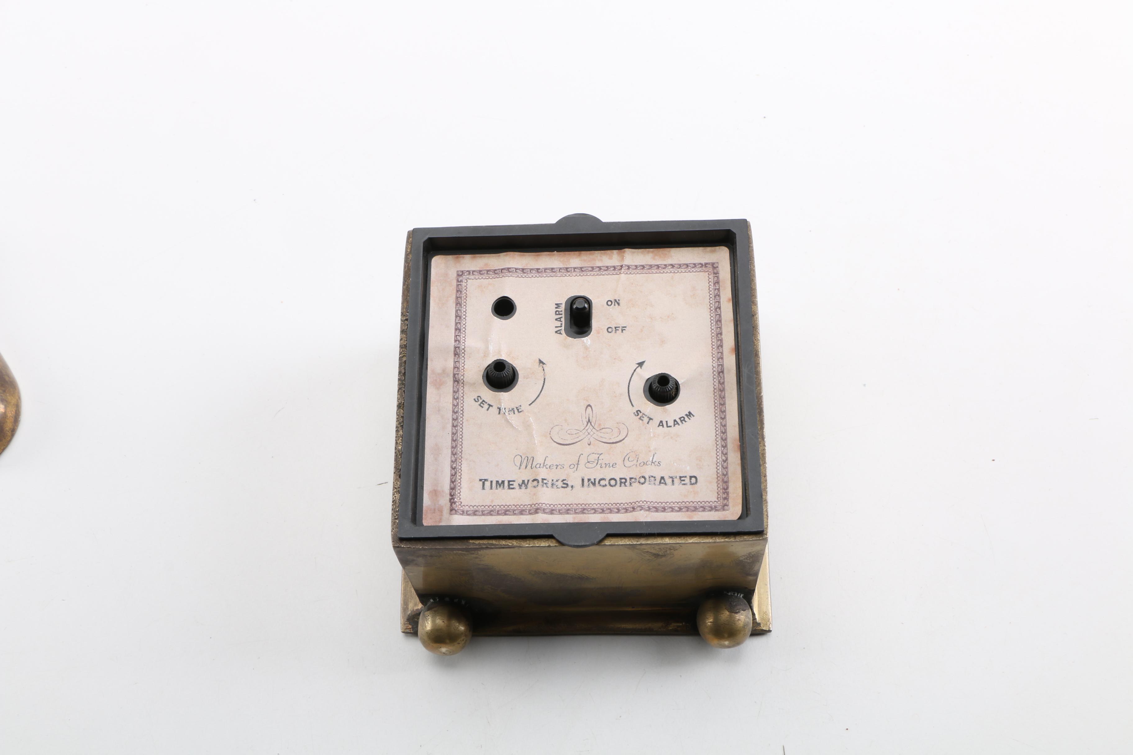 Vintage Rundell & Bridge Clock with Assorted Brass Home Accessories