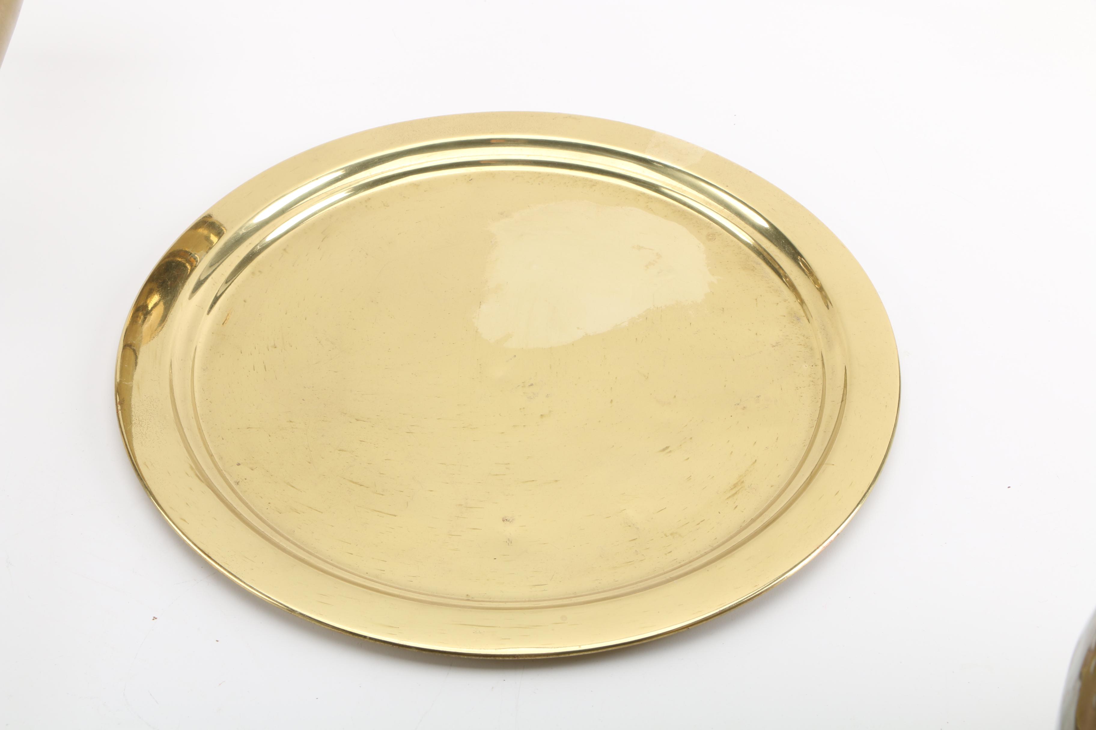 Vintage Rundell & Bridge Clock with Assorted Brass Home Accessories