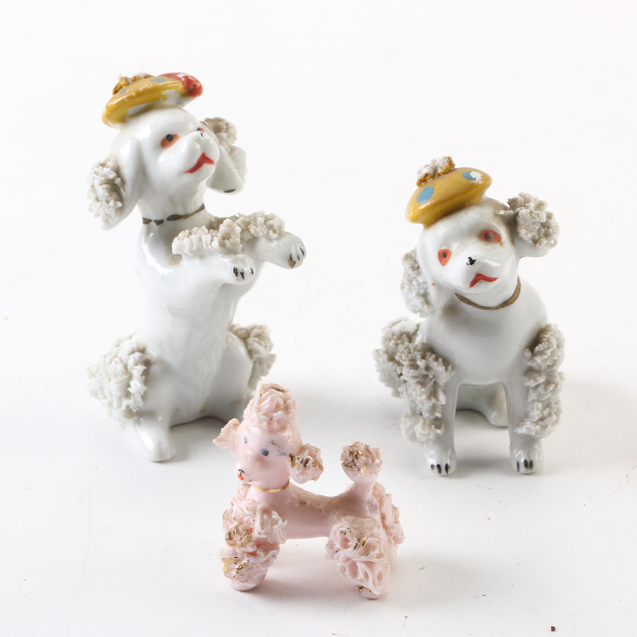 Japanese Vintage Ceramic Poodle Figurines