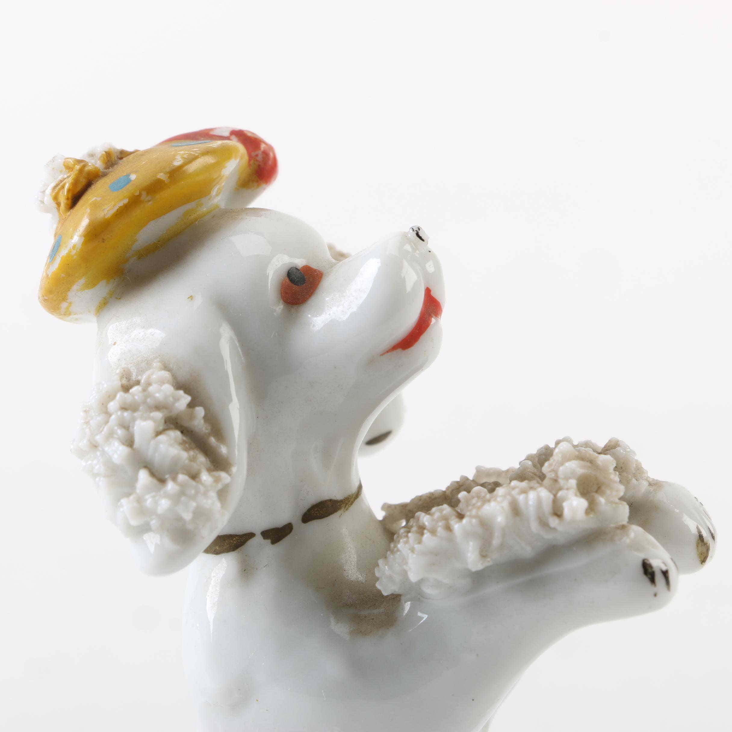 Japanese Vintage Ceramic Poodle Figurines