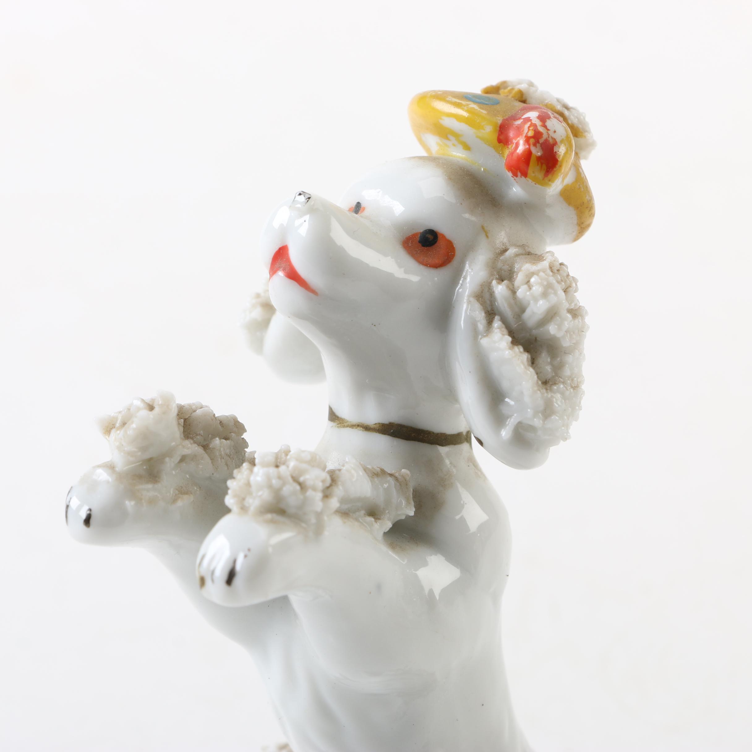 Japanese Vintage Ceramic Poodle Figurines
