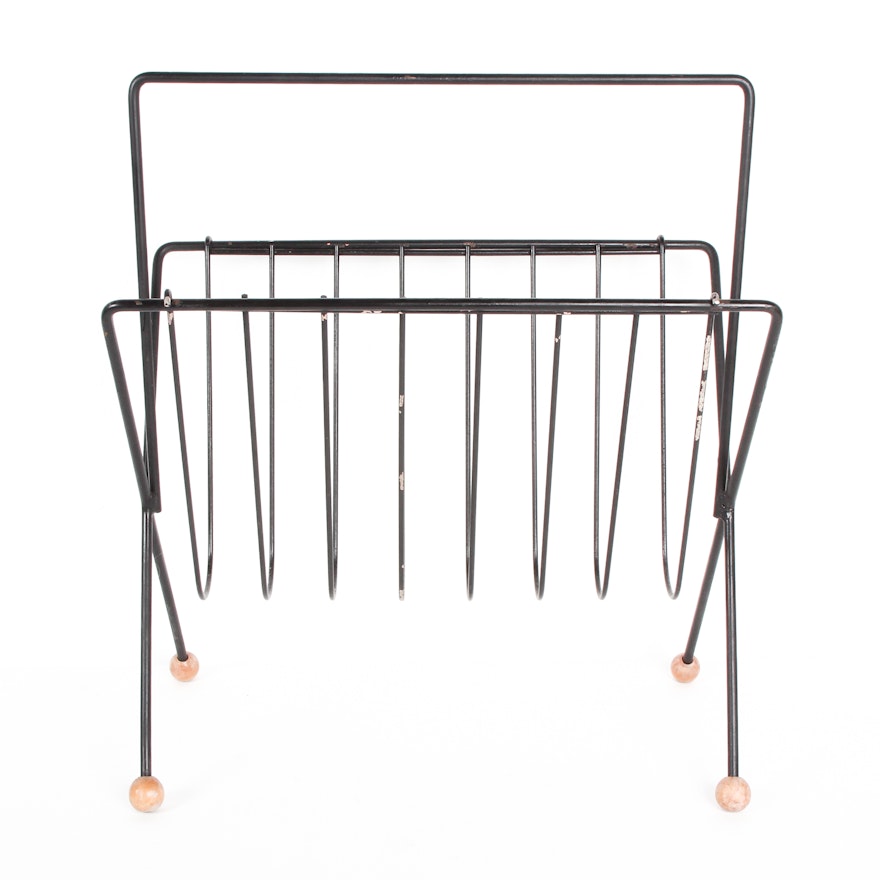 Vintage Mid-Century Metal Magazine Rack