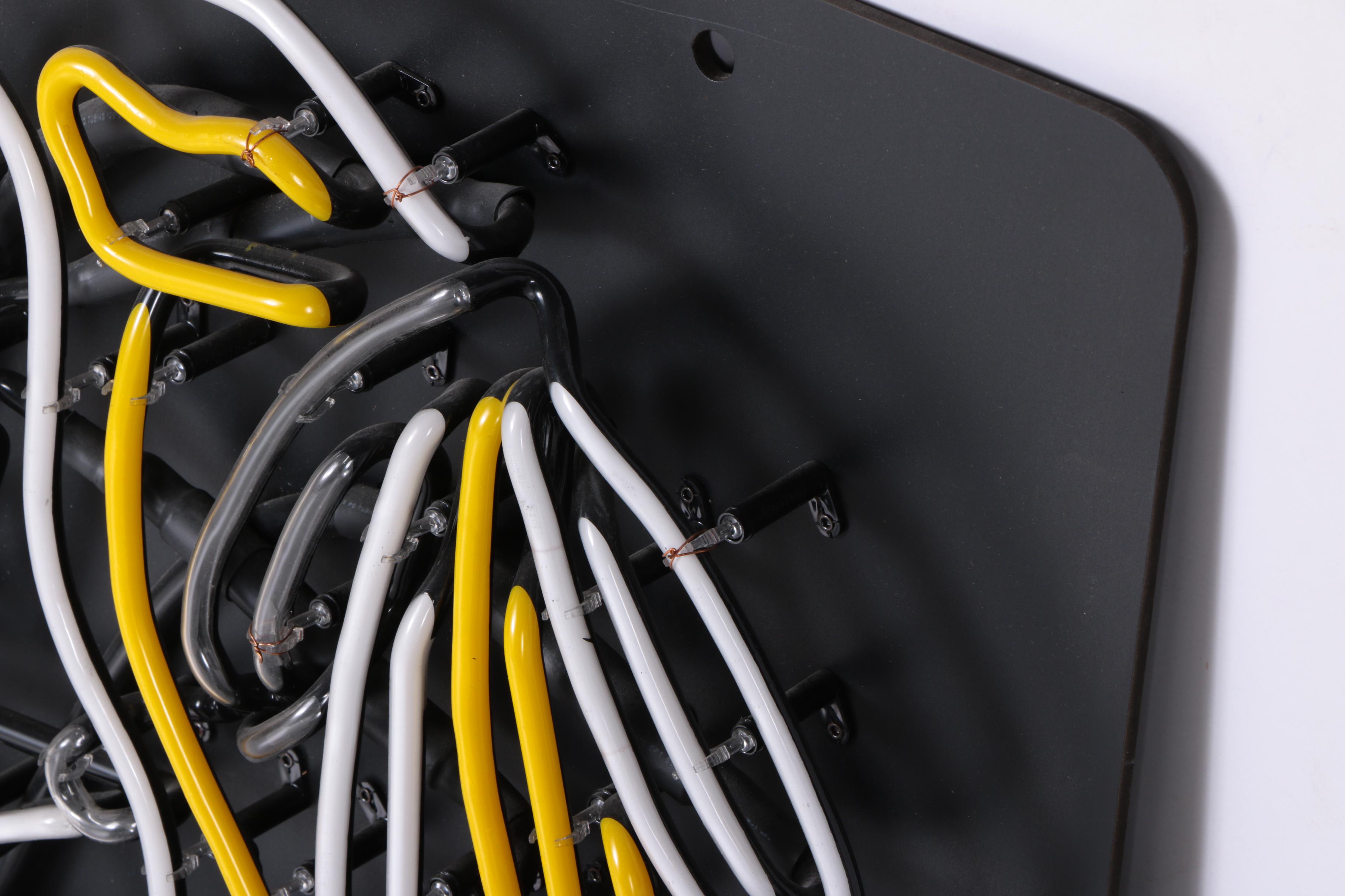 Neon Budweiser Sign and Chicago White Sox Footstool