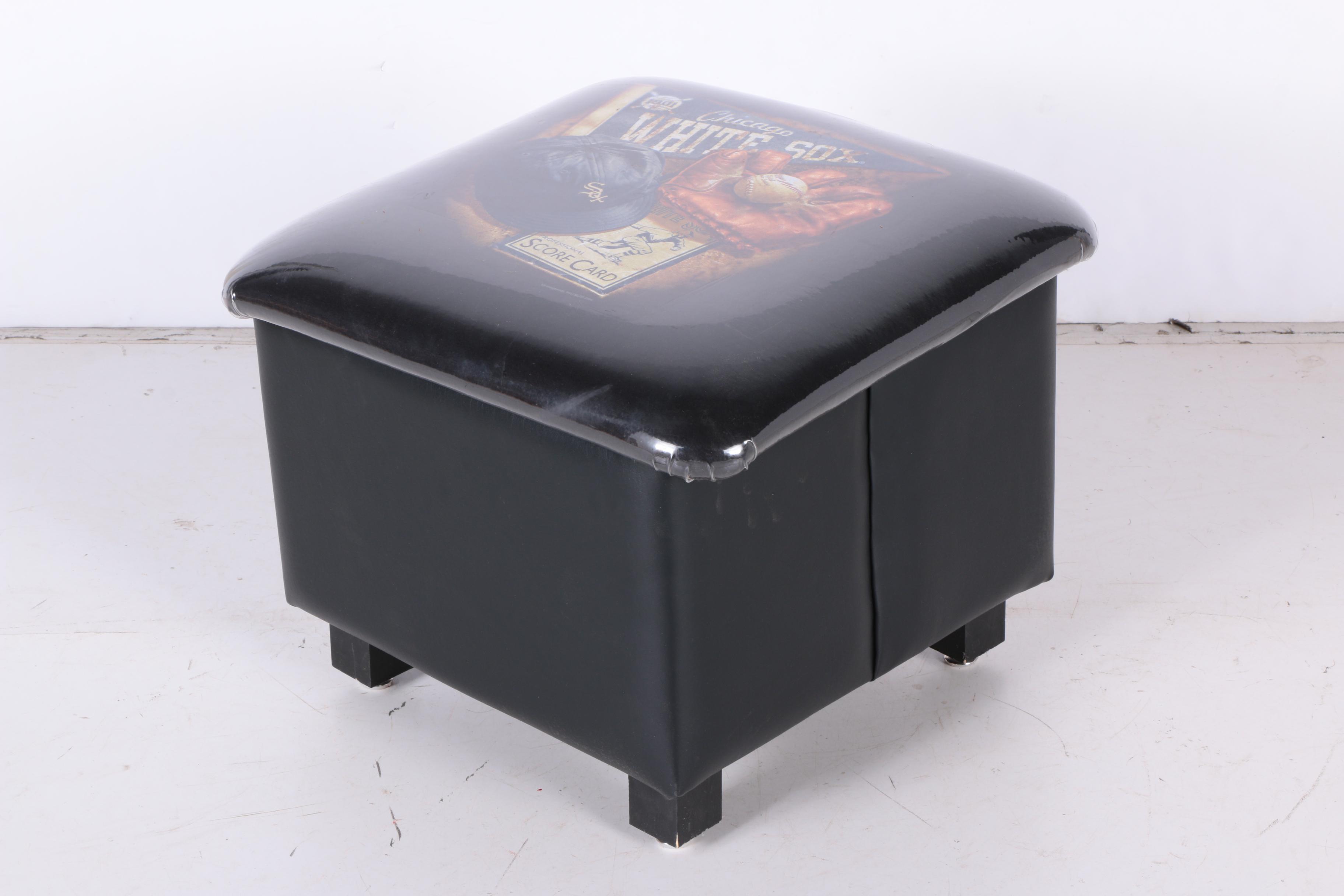 Neon Budweiser Sign and Chicago White Sox Footstool