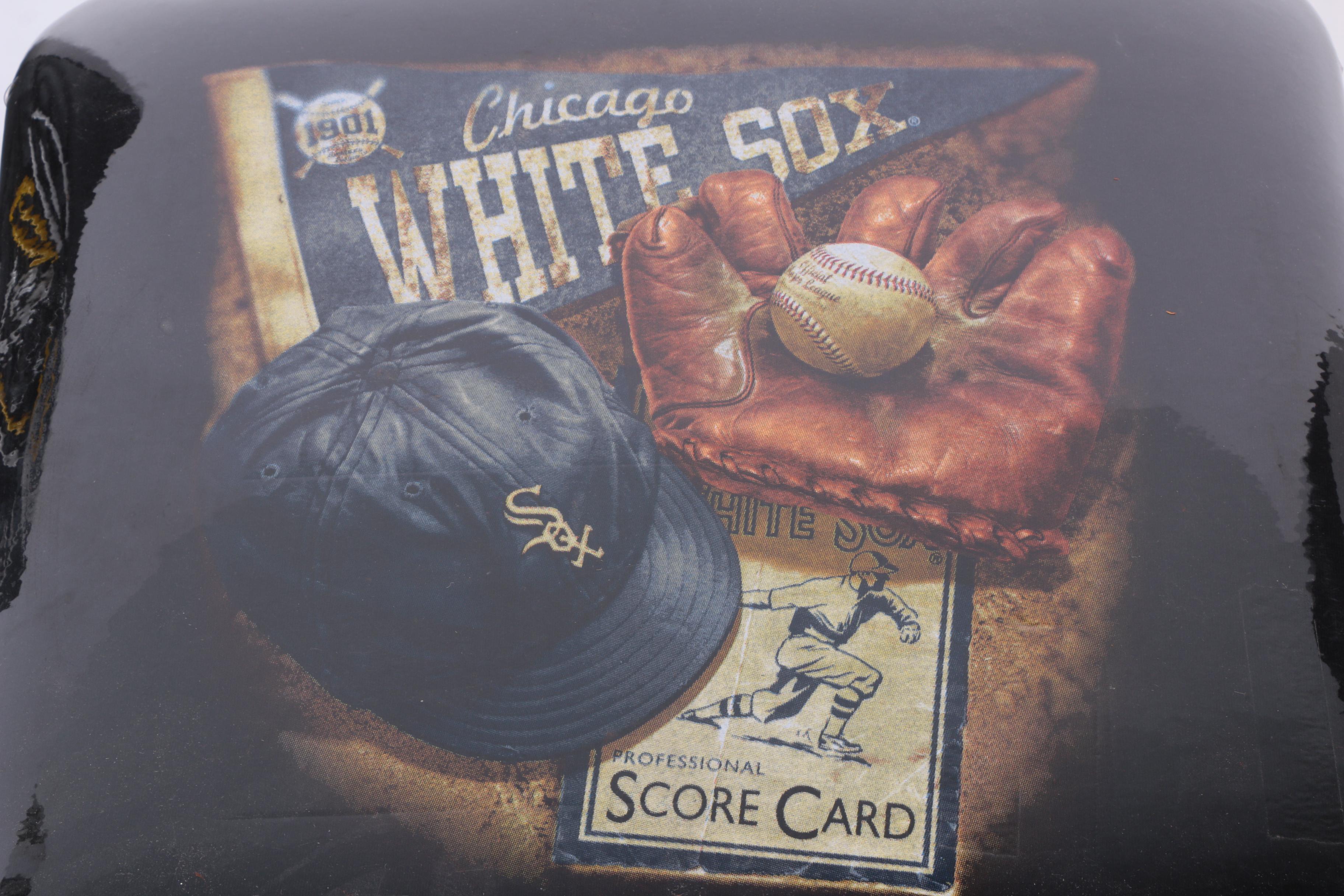 Neon Budweiser Sign and Chicago White Sox Footstool