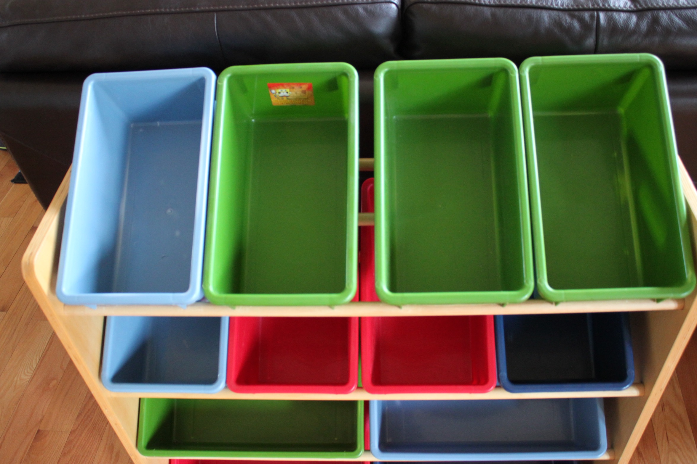 Children's Wooden Storage Rack With Plastic Bins by Battat