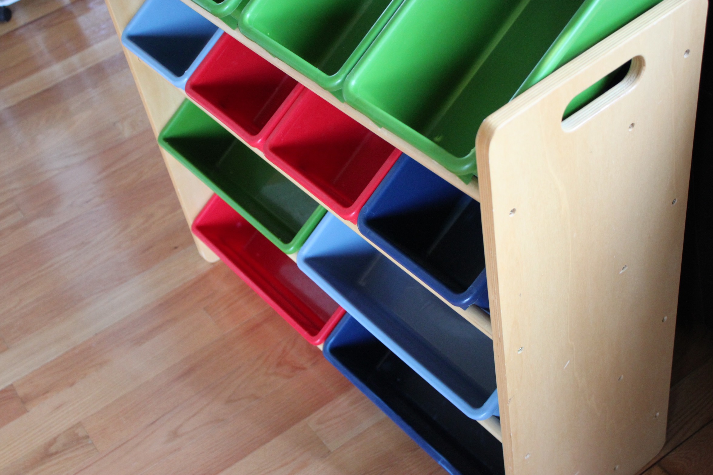 Children's Wooden Storage Rack With Plastic Bins by Battat