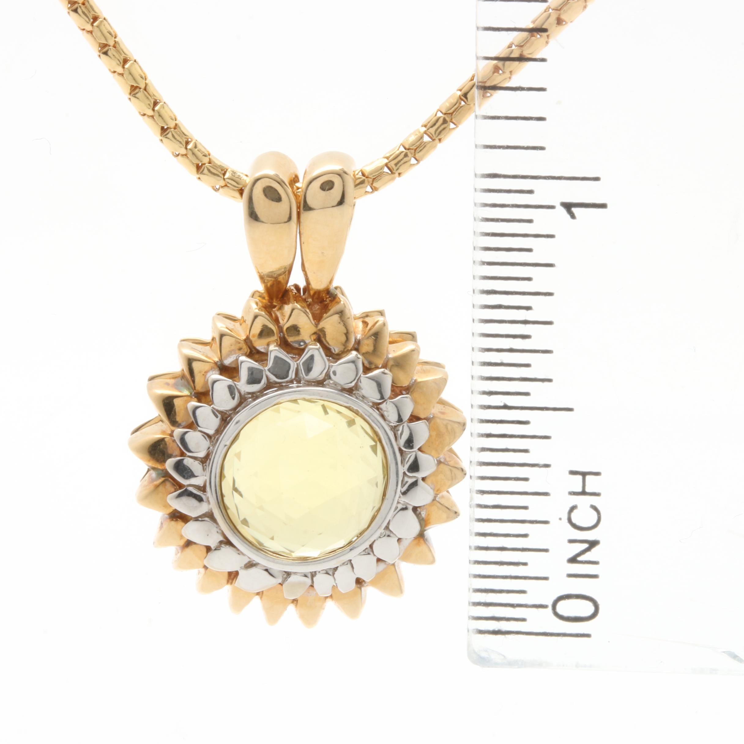 14K Yellow Multi Gemstone Bead Pendant Necklace With Interchangeable Beads