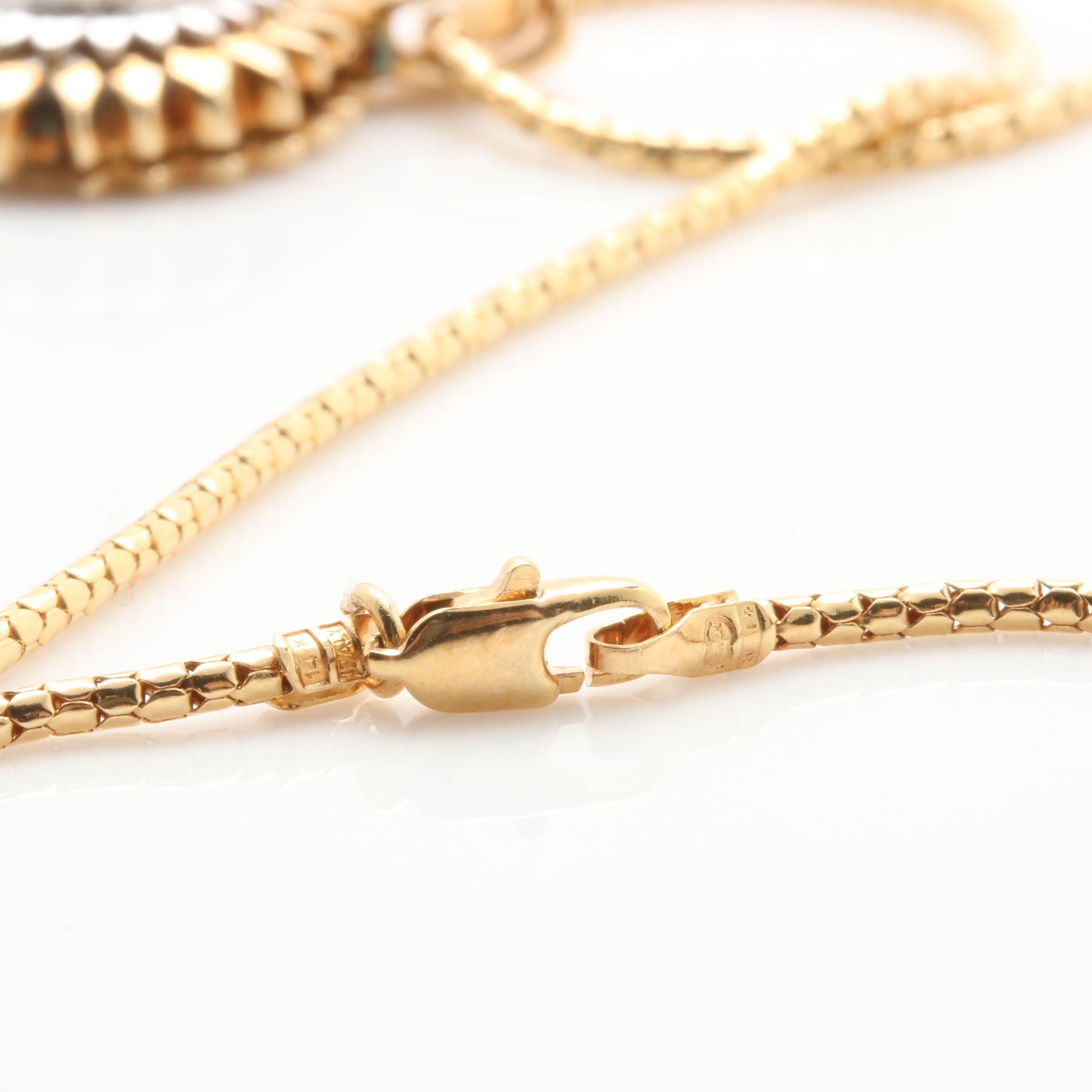 14K Yellow Multi Gemstone Bead Pendant Necklace With Interchangeable Beads