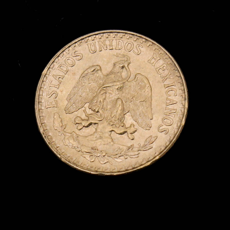 1945 (Restrike) Dos Pesos Gold Coin and 1853 Eureka Arms California Gold Token