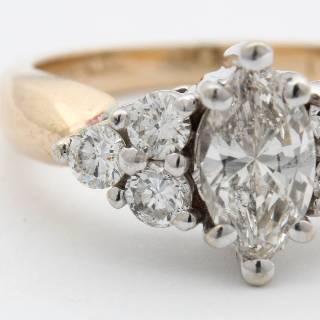 14K Yellow Gold 1.01CTW Diamond Engagement Ring