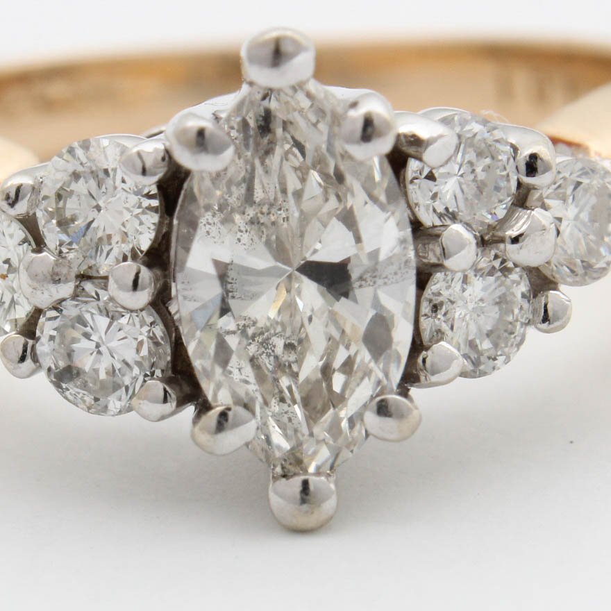 14K Yellow Gold 1.01CTW Diamond Engagement Ring