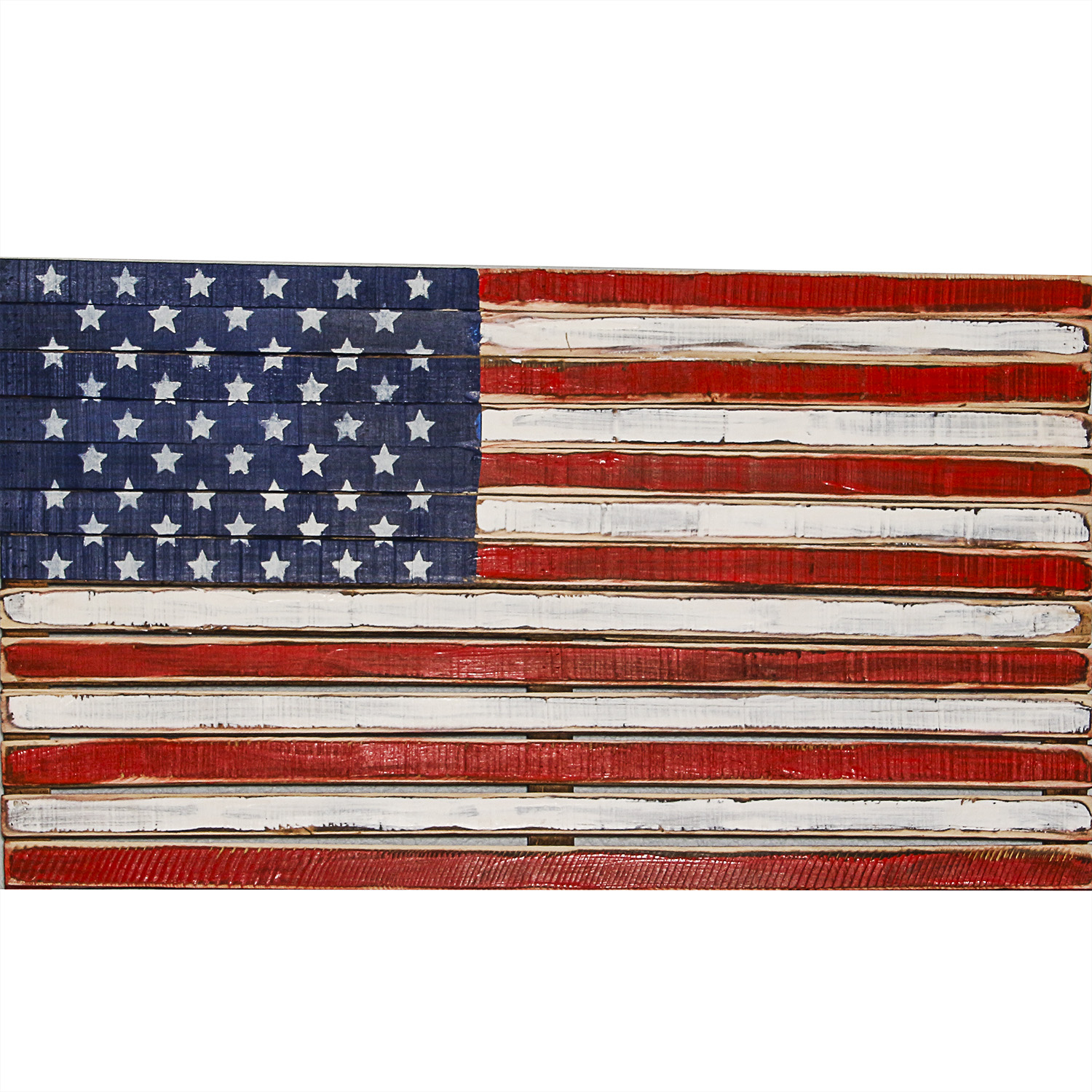 Hand Crafted Wooden American Flag Wall Hanging
