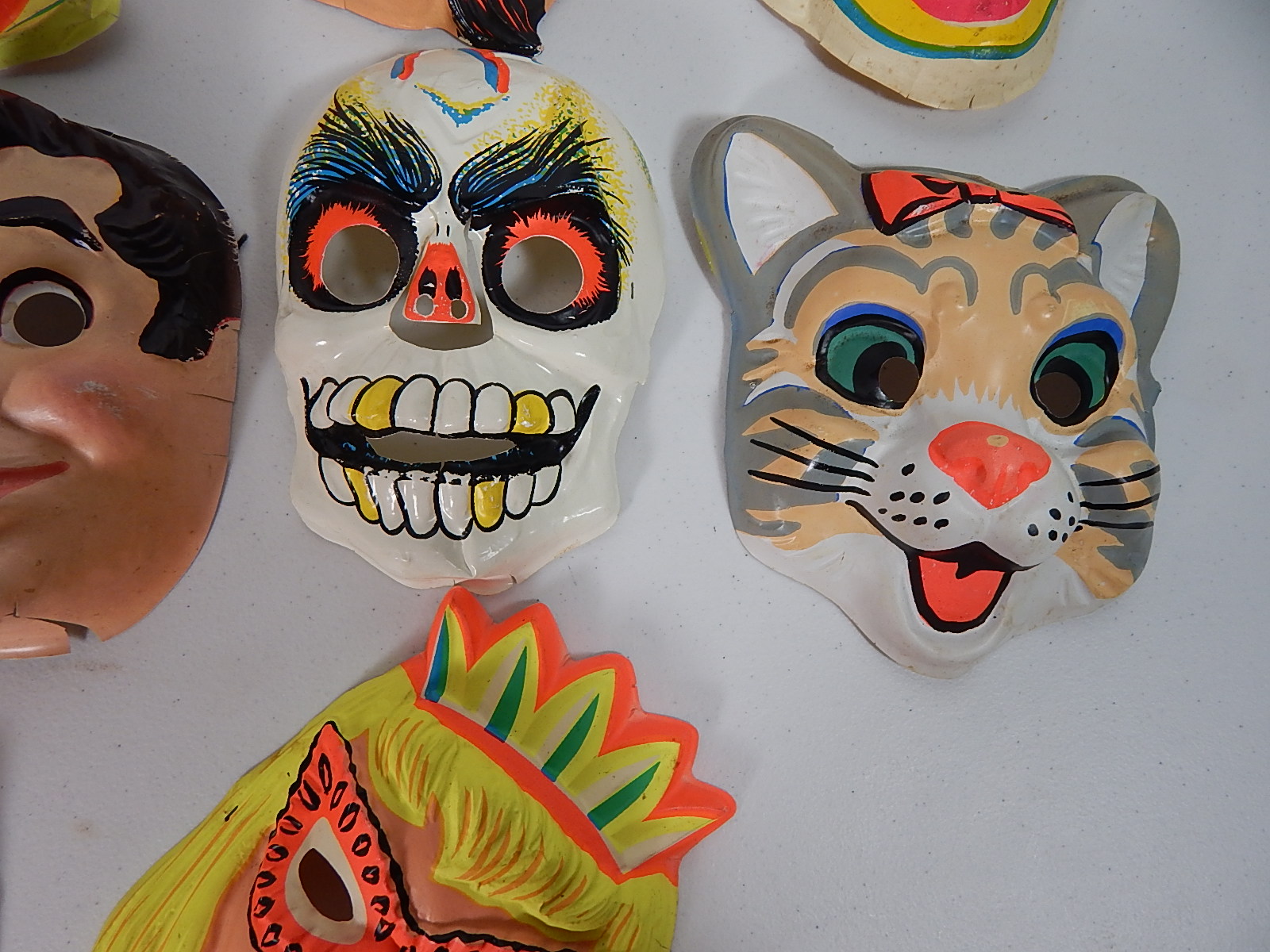 Ten Vintage Plastic Halloween Masks