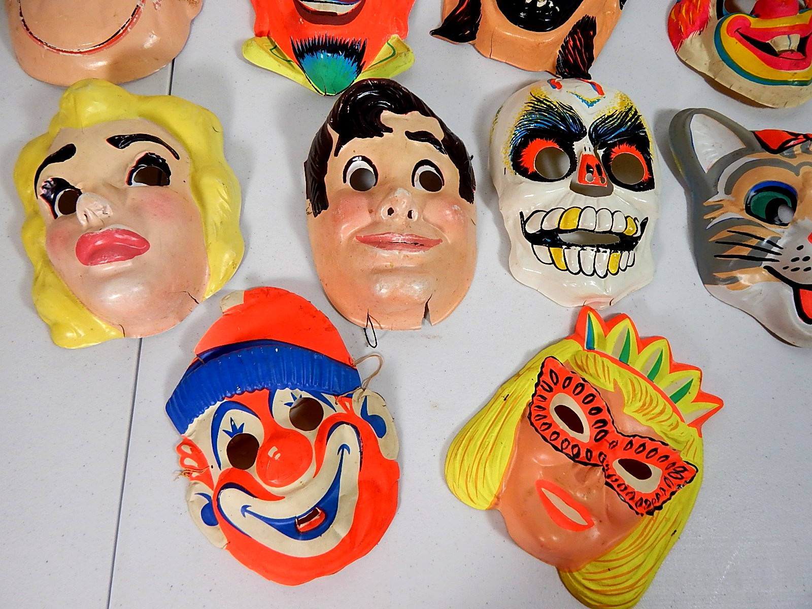 Ten Vintage Plastic Halloween Masks