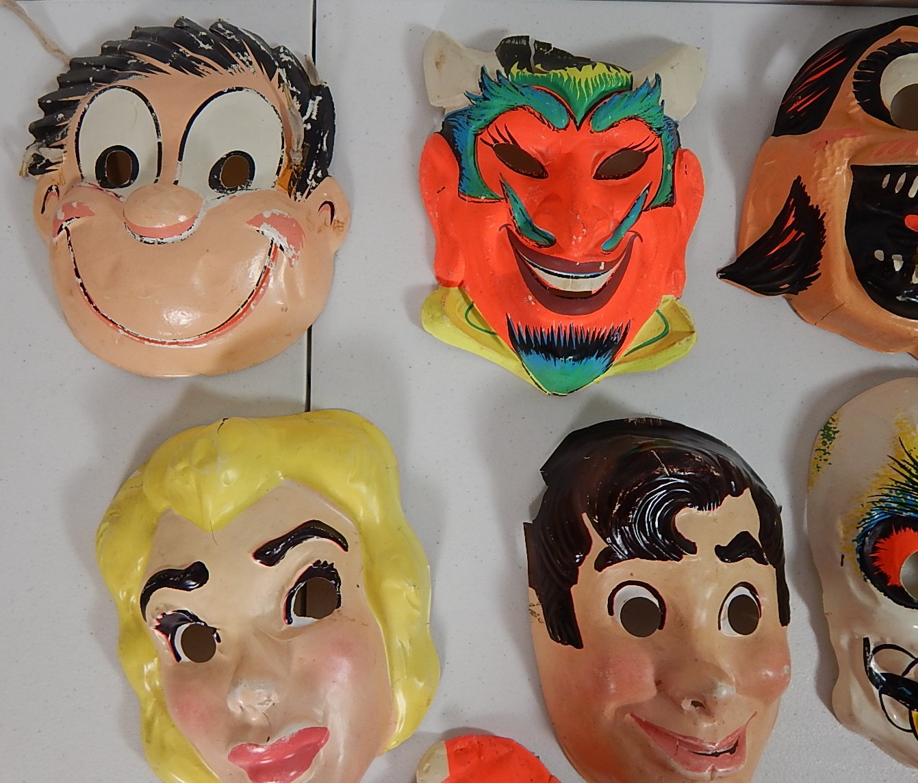 Ten Vintage Plastic Halloween Masks