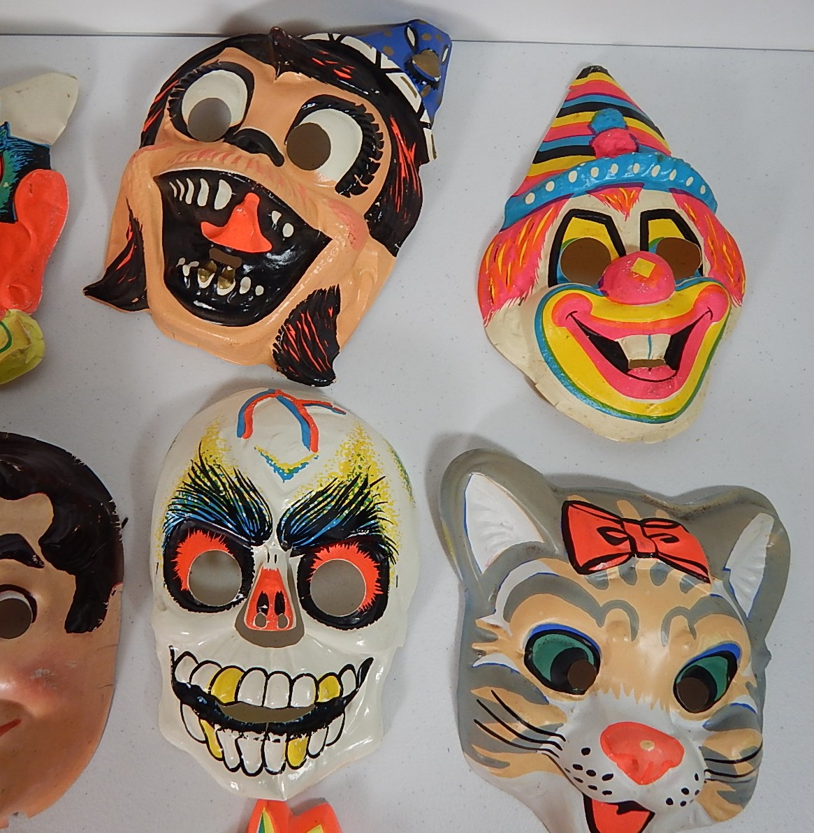 Ten Vintage Plastic Halloween Masks