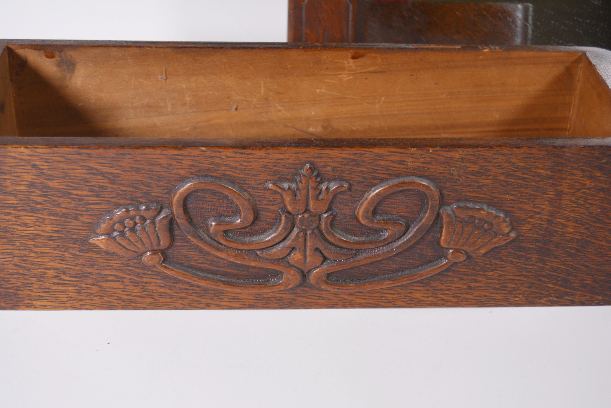 Eastlake Style Wood Mirror, Vintage Shoe Forms and Wood Box