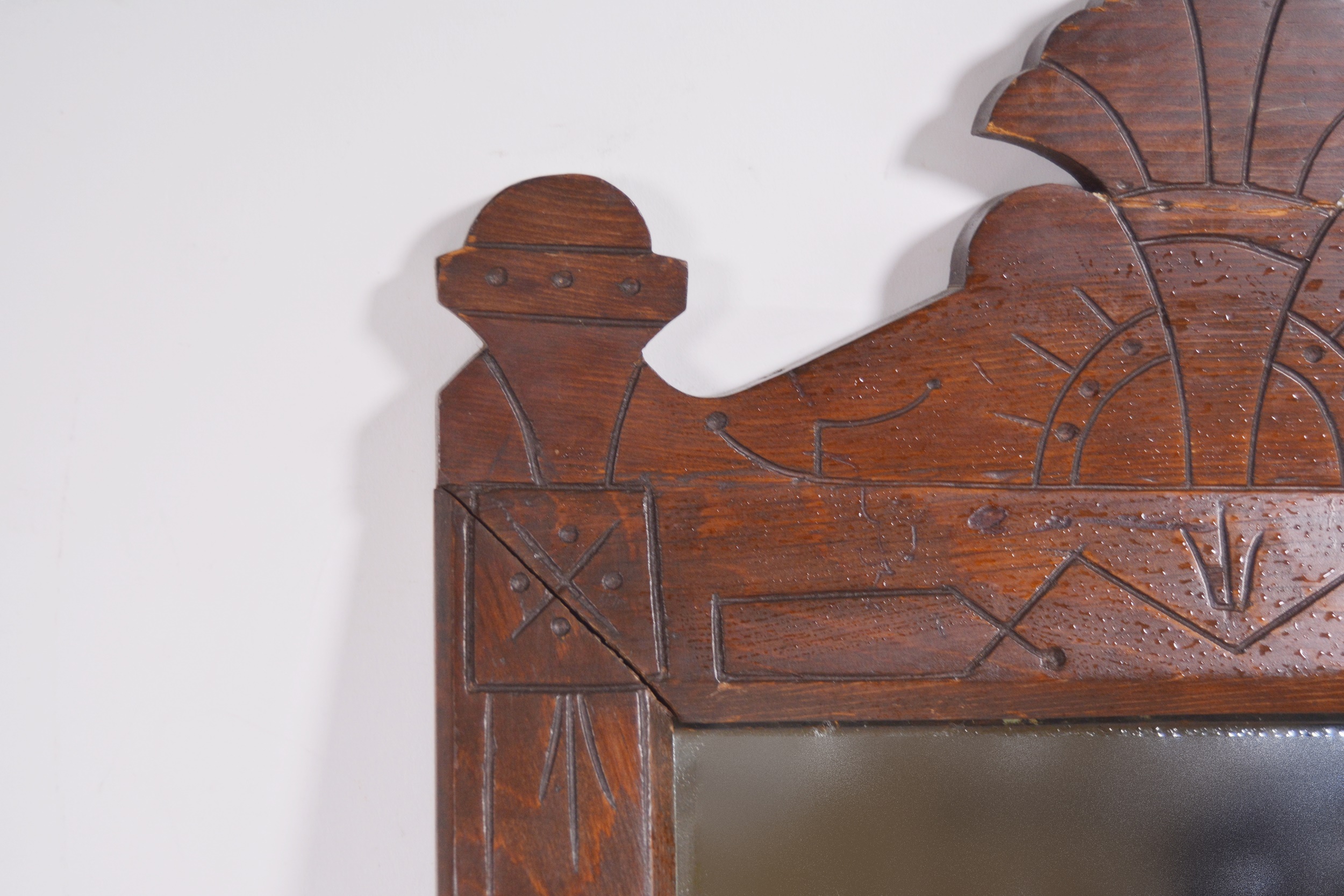 Eastlake Style Wood Mirror, Vintage Shoe Forms and Wood Box